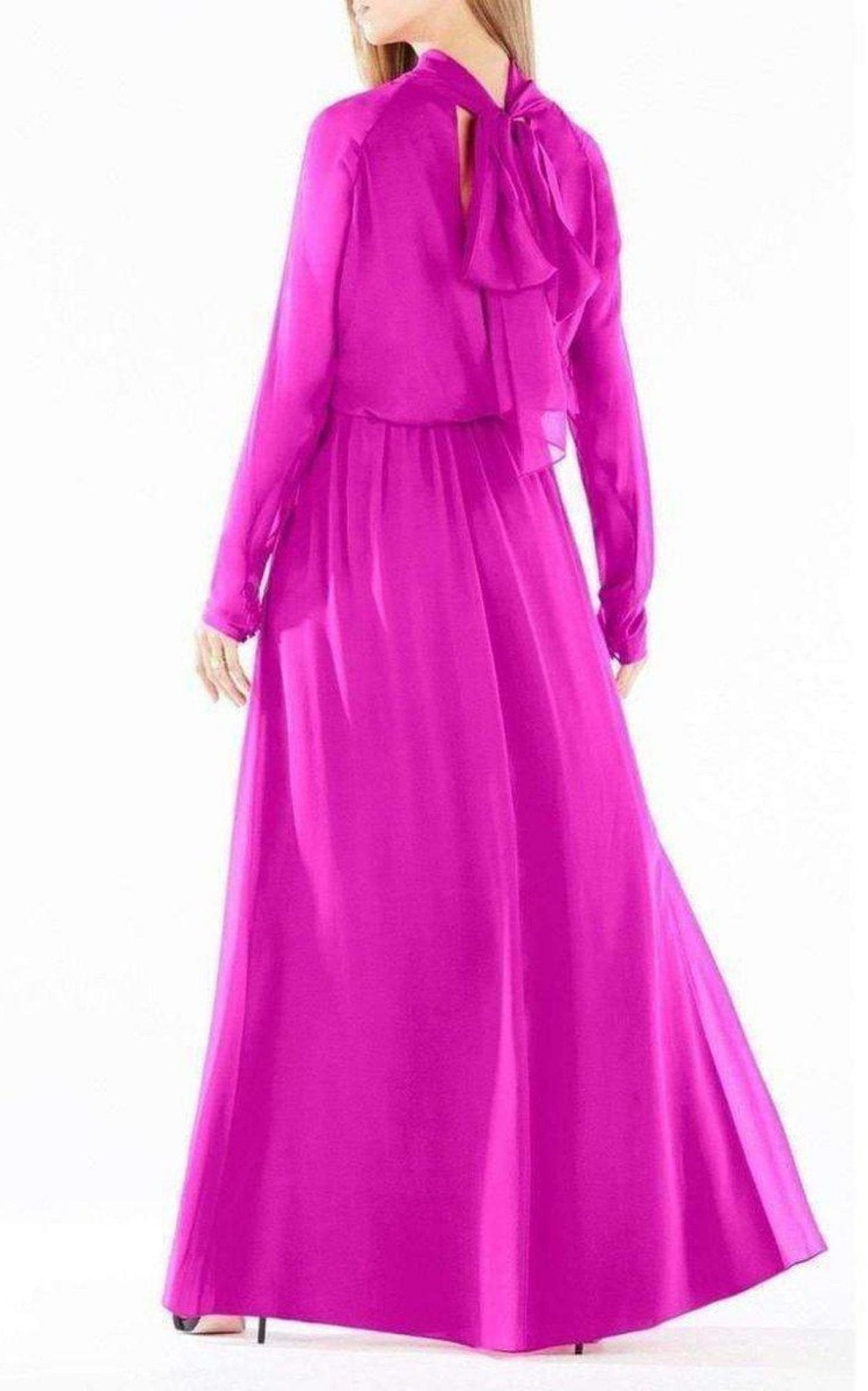 BCBGMAXAZRIA Darci Tie - Neck Silk Gown - Runway Catalog