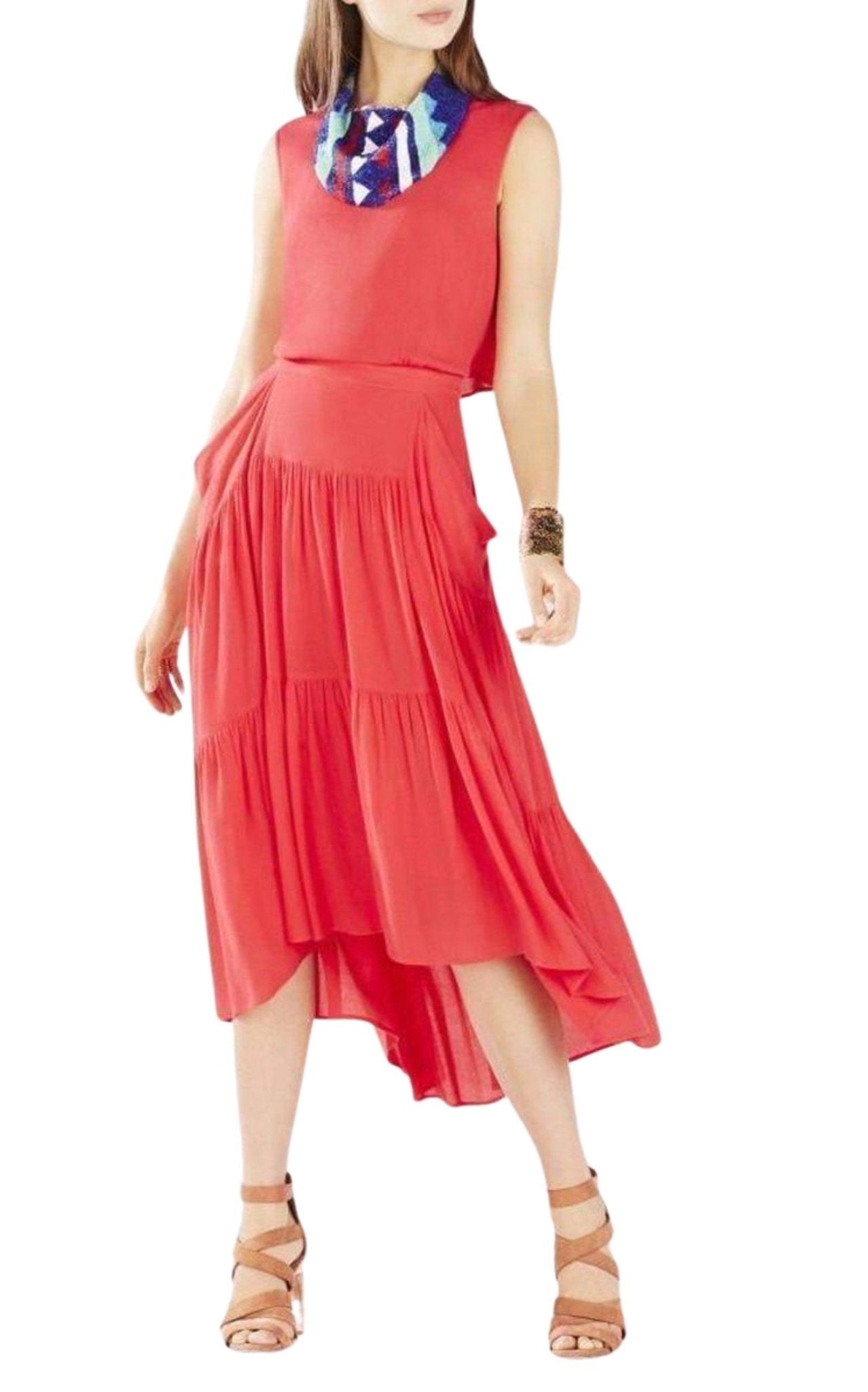 BCBGMAXAZRIA Draped Peasant Skirt Dress - Runway Catalog