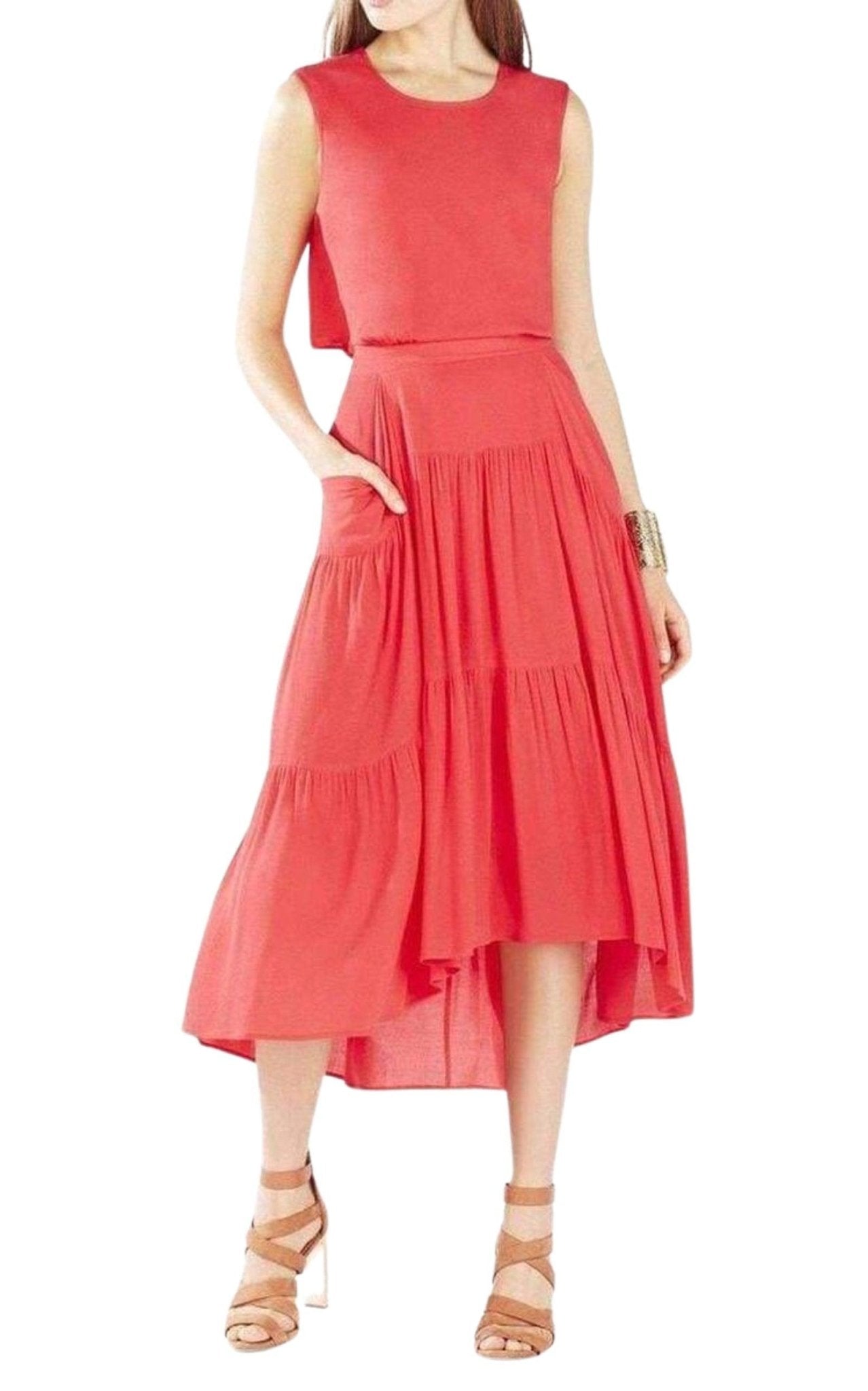 BCBGMAXAZRIA Draped Peasant Skirt Dress - Runway Catalog