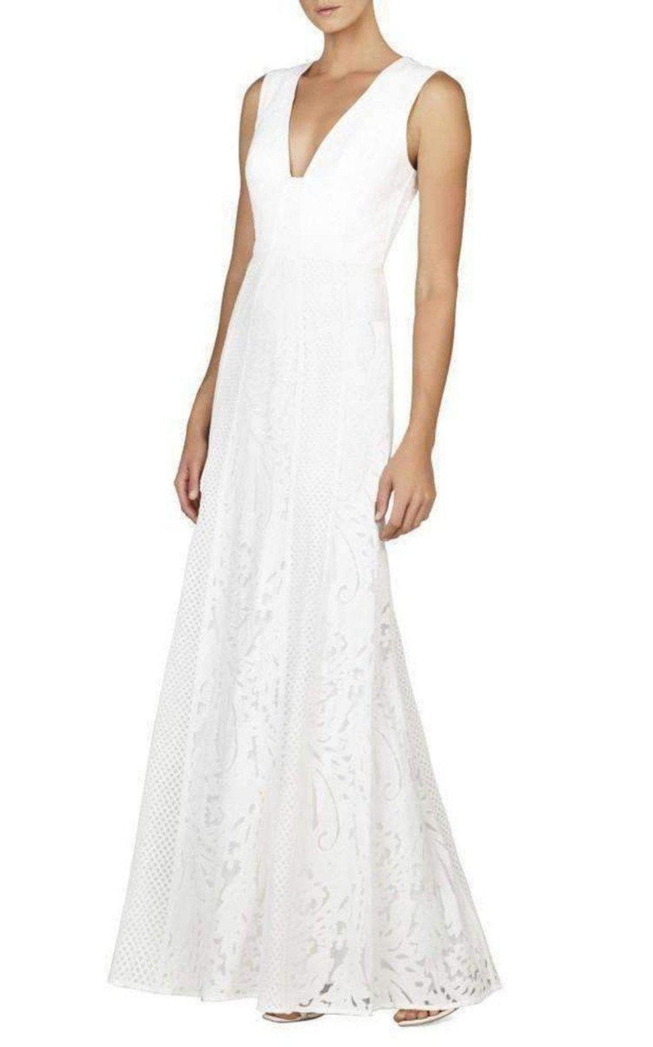 BCBGMAXAZRIA Elisia Sleeveless Lace Blocked Gown Dress - Runway Catalog