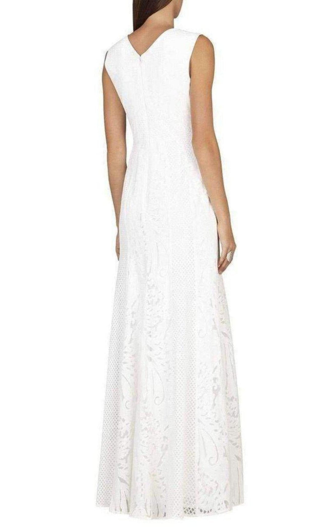 BCBGMAXAZRIA Elisia Sleeveless Lace Blocked Gown Dress - Runway Catalog