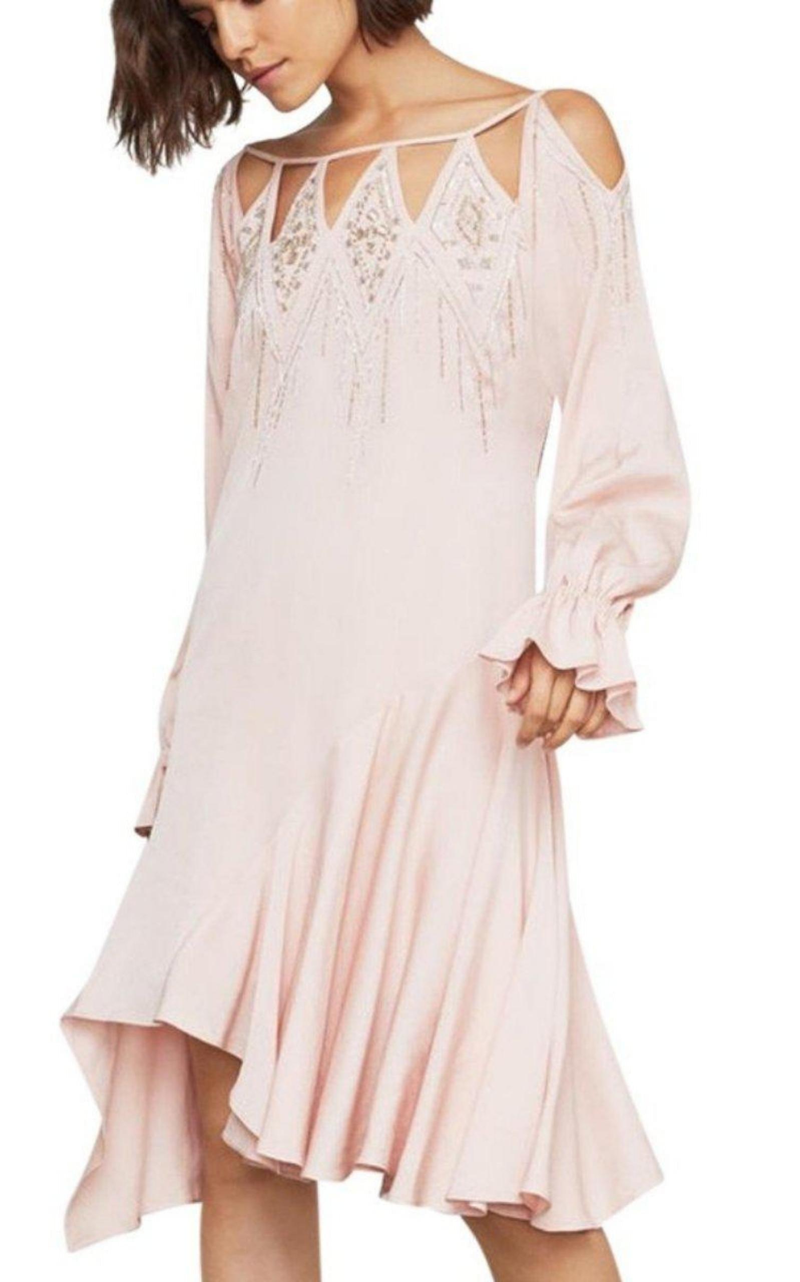 Embellished Cutout-Neck Drop-Waist Dress BCBGMAXAZRIA