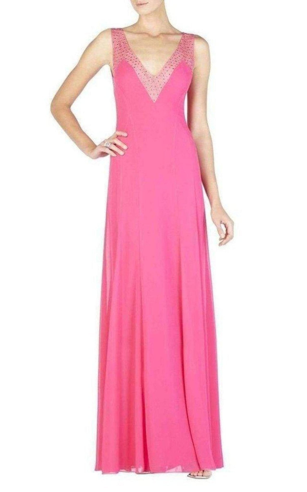 BCBGMAXAZRIA Embellished Plunging V - Neck Gown - Runway Catalog