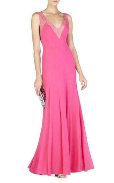 BCBGMAXAZRIA Embellished Plunging V - Neck Gown - Runway Catalog