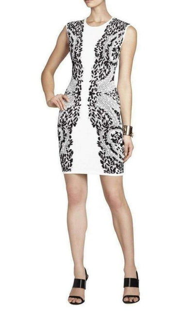 BCBGMAXAZRIA Embroidered - Filigree Diamond Jacquard Dress - Runway Catalog