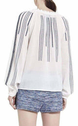 Embroidered Long Sleeve Blouse BCBGMAXAZRIA