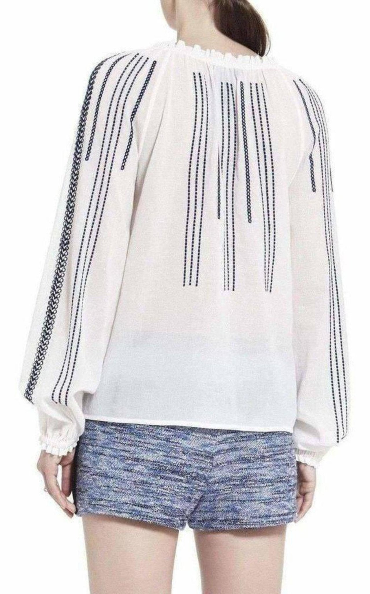 BCBGMAXAZRIA Embroidered Long Sleeve Blouse - Runway Catalog