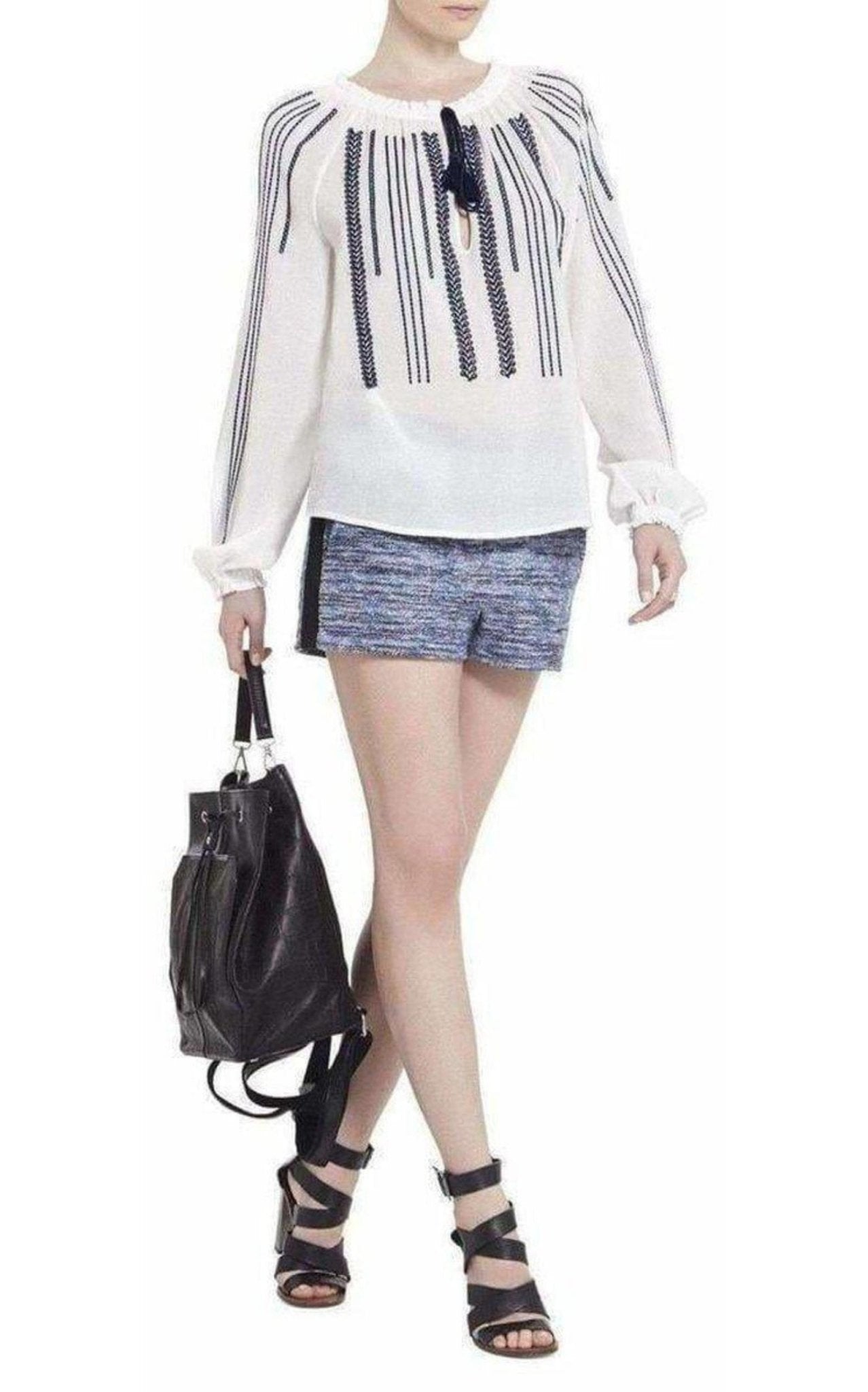BCBGMAXAZRIA Embroidered Long Sleeve Blouse - Runway Catalog