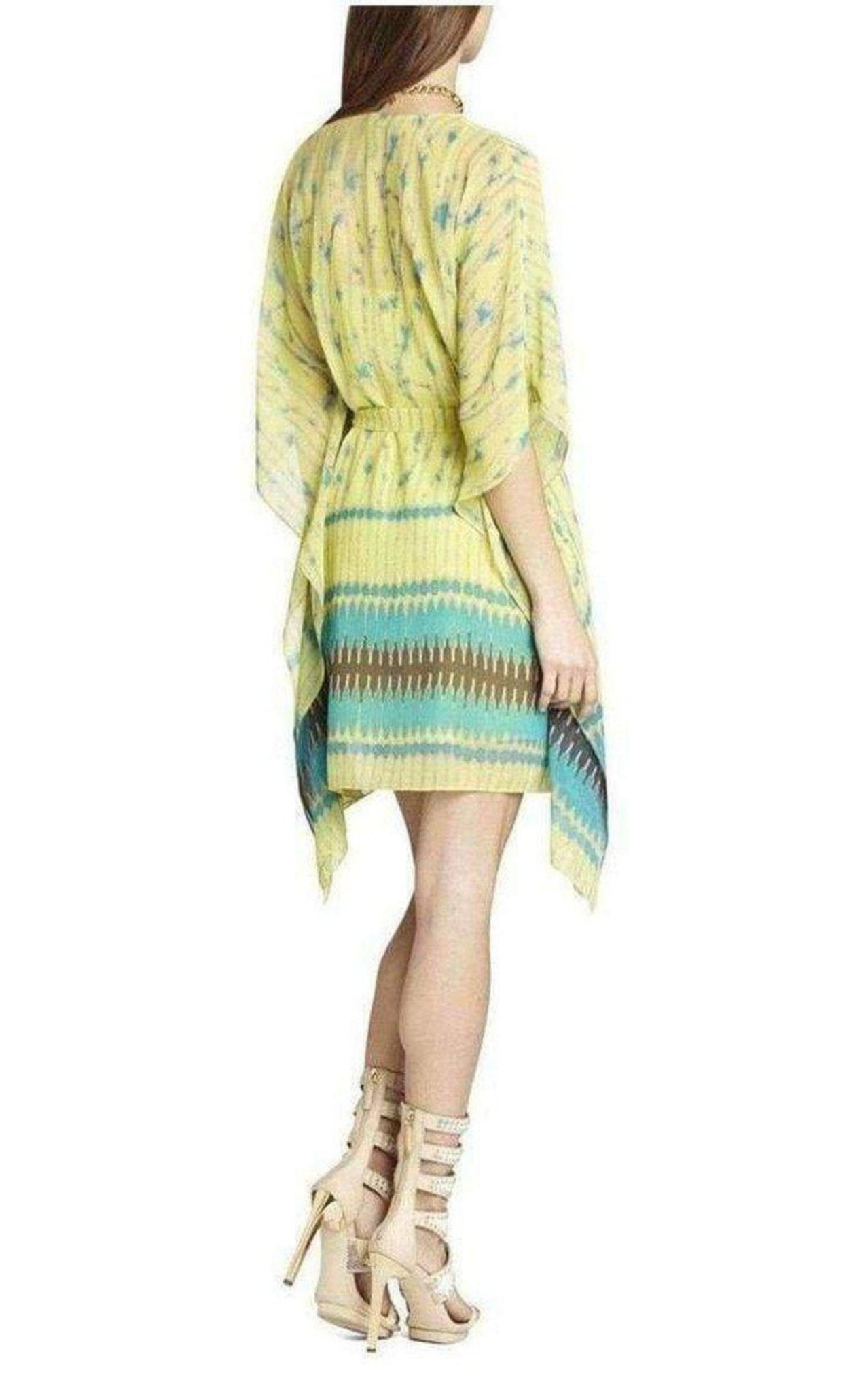 BCBGMAXAZRIA Eva Scarf Print Lemongrass Dress - Runway Catalog