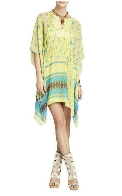 BCBGMAXAZRIA Eva Scarf Print Lemongrass Dress - Runway Catalog