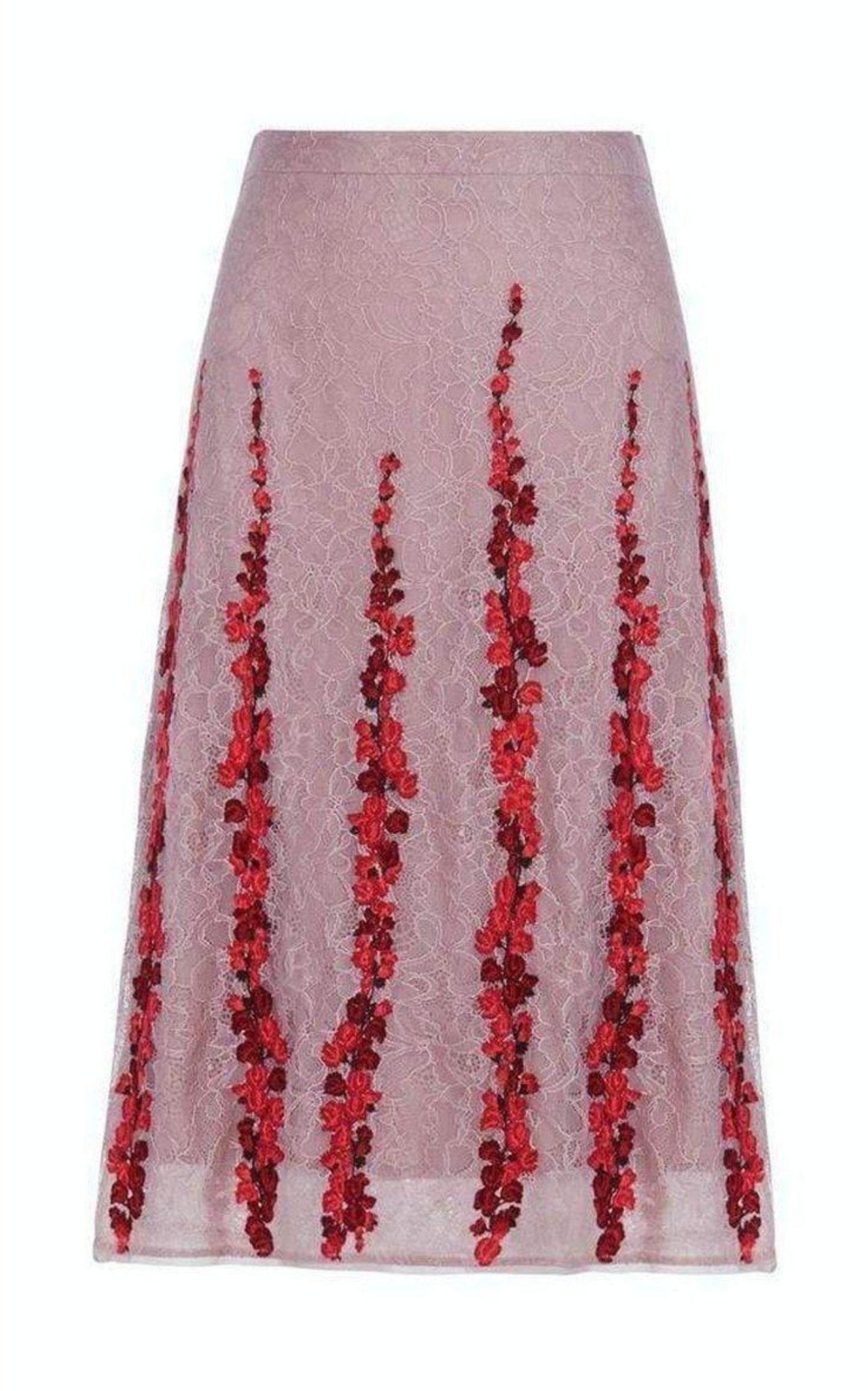 BCBGMAXAZRIA Floral Embroidered Midi Skirt - Runway Catalog