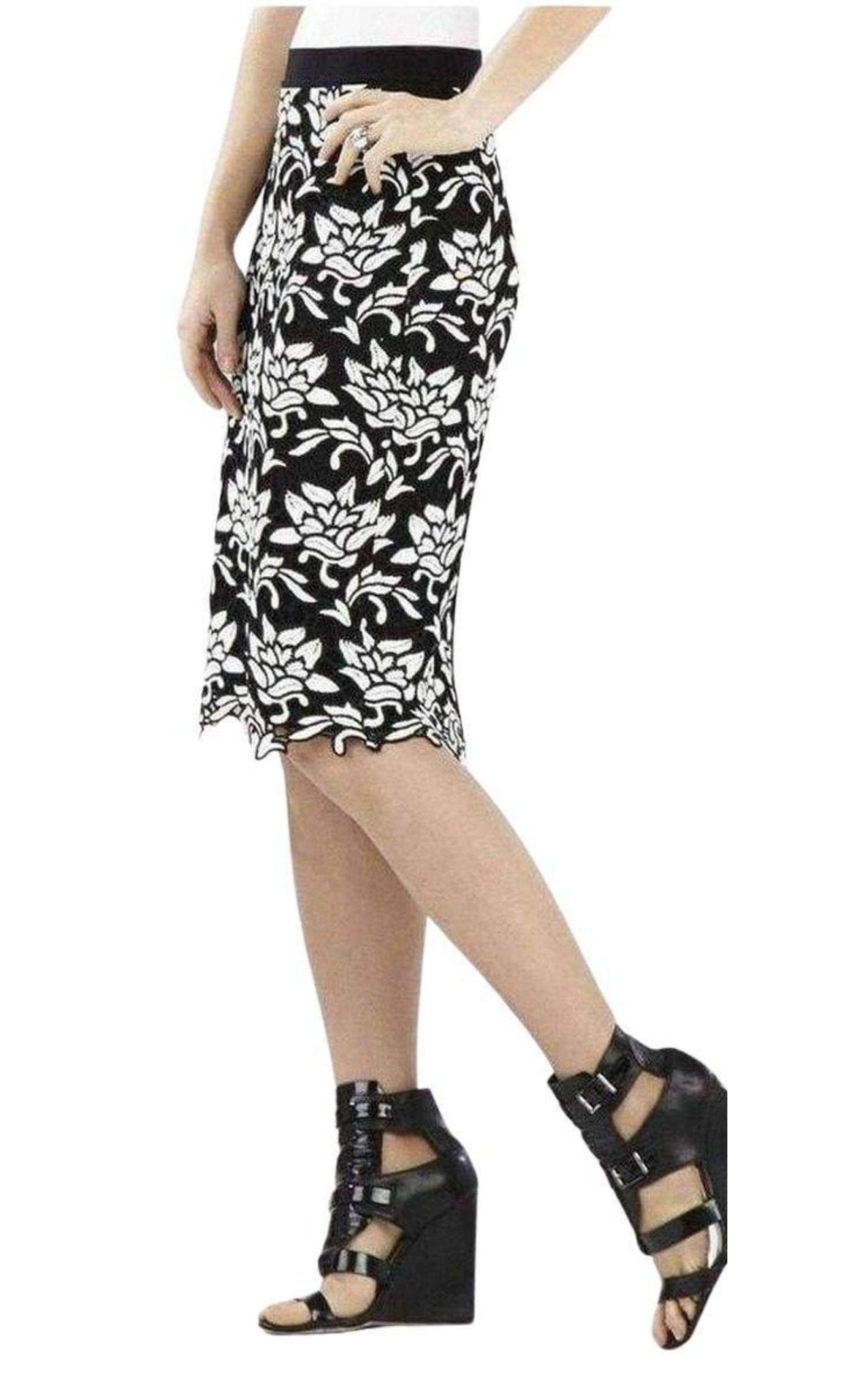 BCBGMAXAZRIA Floral Hem Pencil Skirt - Runway Catalog