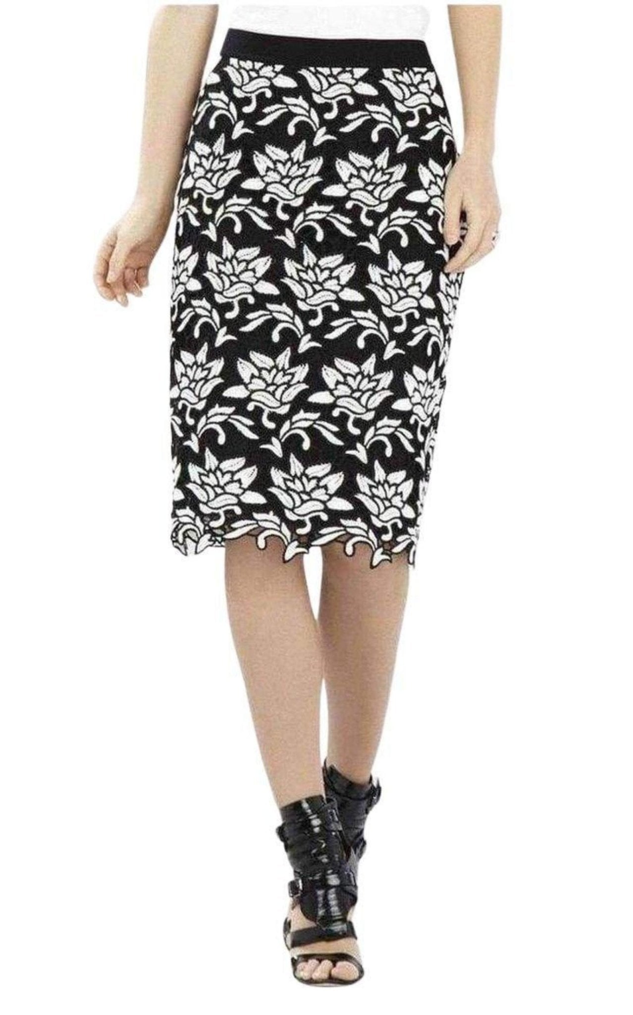 BCBGMAXAZRIA Floral Hem Pencil Skirt - Runway Catalog