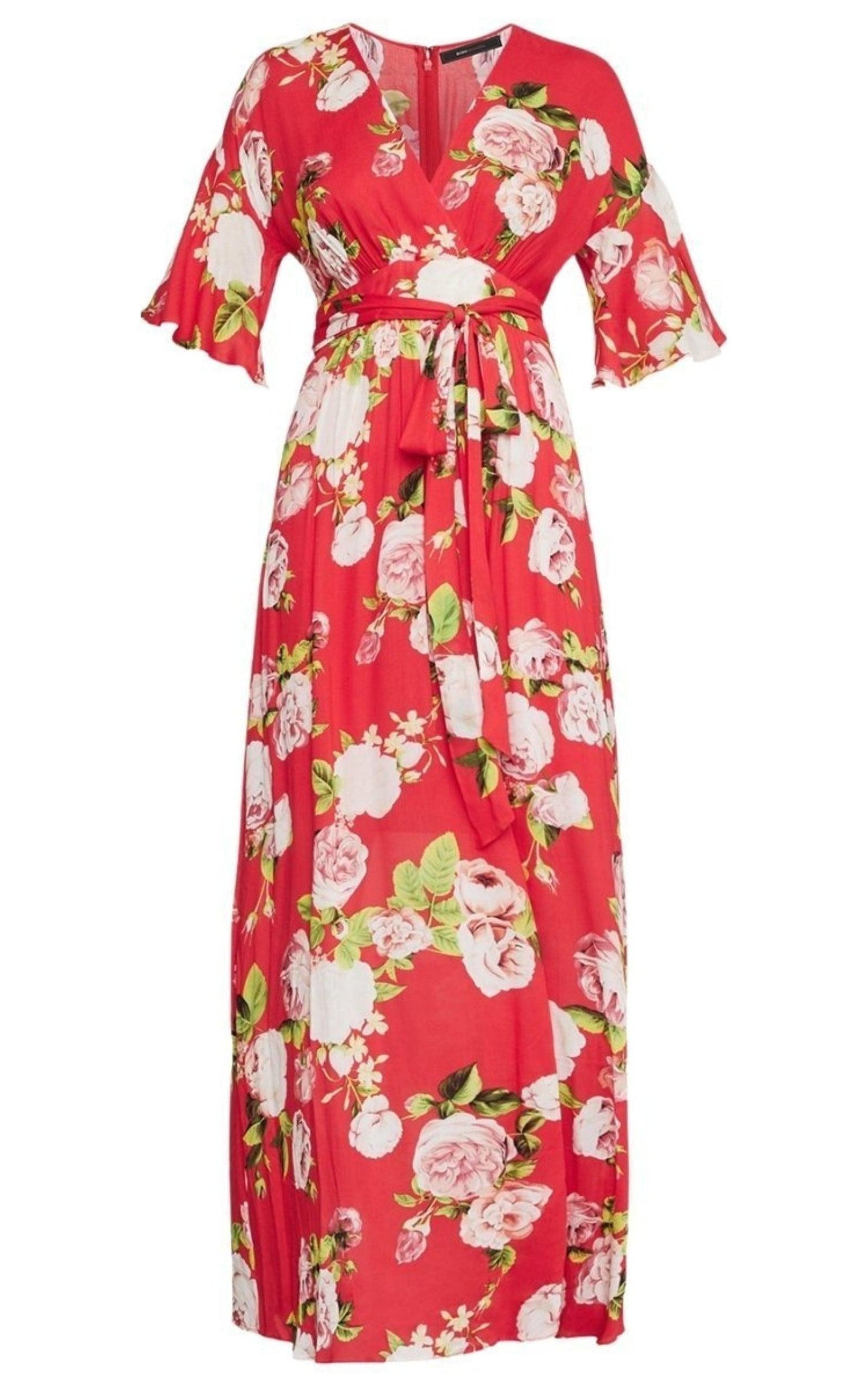 Floral-Print Faux-Wrap Maxi Dress BCBGMAXAZRIA