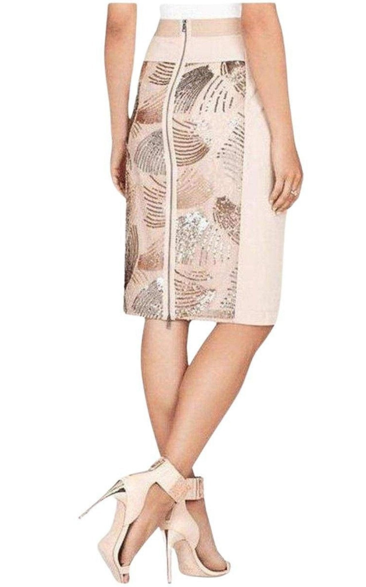 BCBGMAXAZRIA Floral Sequinned Pencil Skirt - Runway Catalog