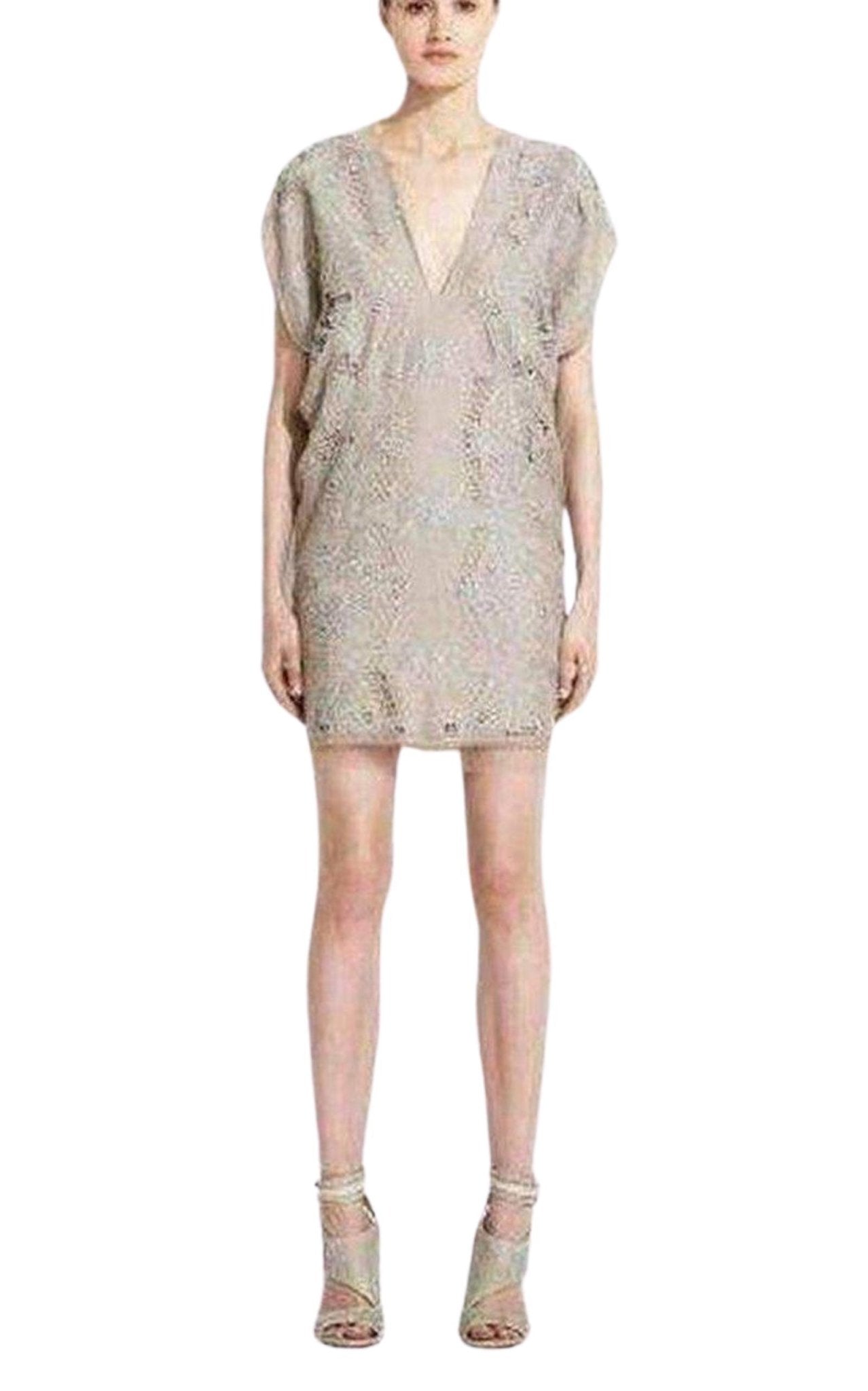 BCBGMAXAZRIA Freja Organza Lace Beige Dress - Runway Catalog
