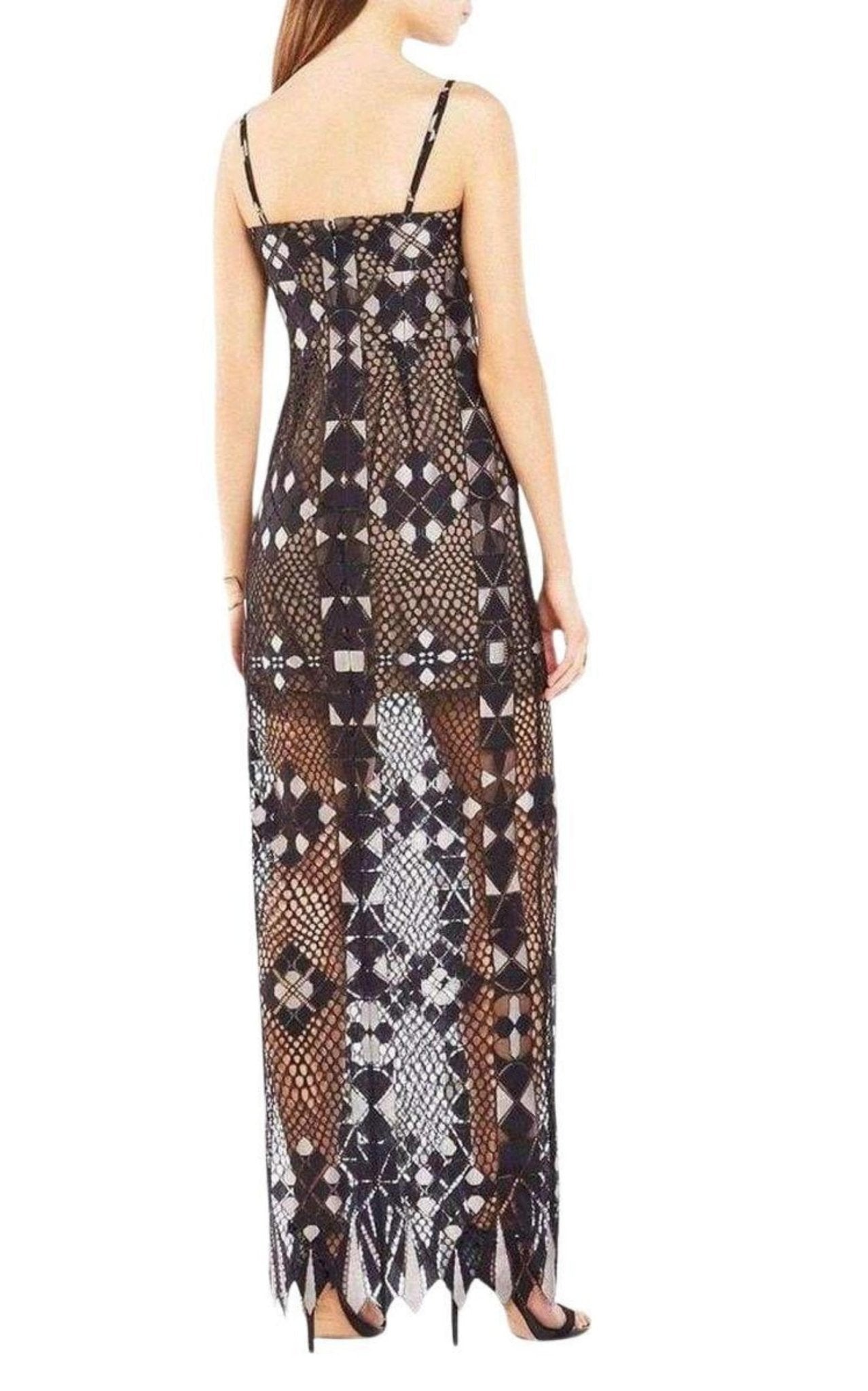 BCBGMAXAZRIA Geometric Lace Maxi Dress - Runway Catalog