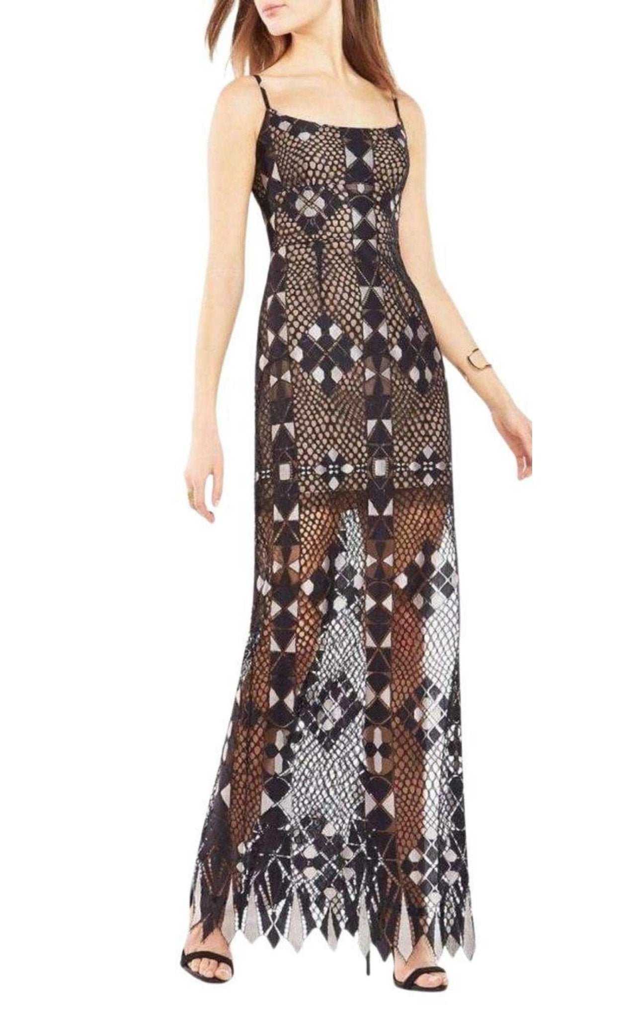 BCBGMAXAZRIA Geometric Lace Maxi Dress - Runway Catalog