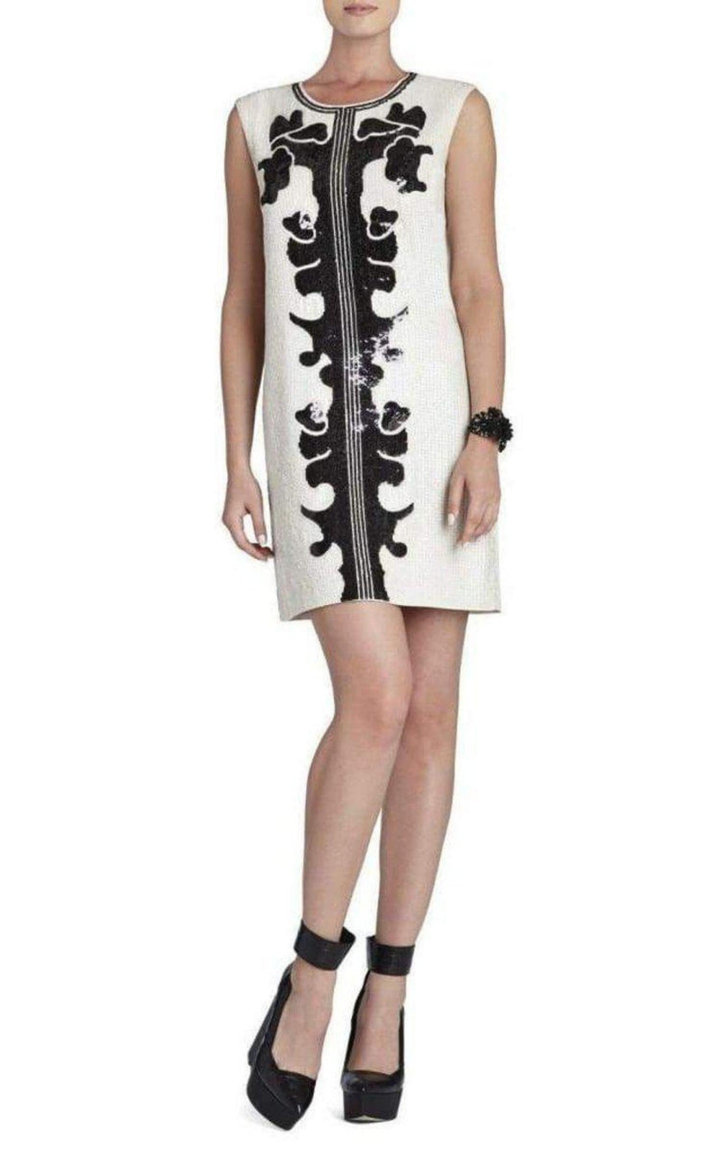 Geri Sequin Motif Shift Dress BCBGMAXAZRIA