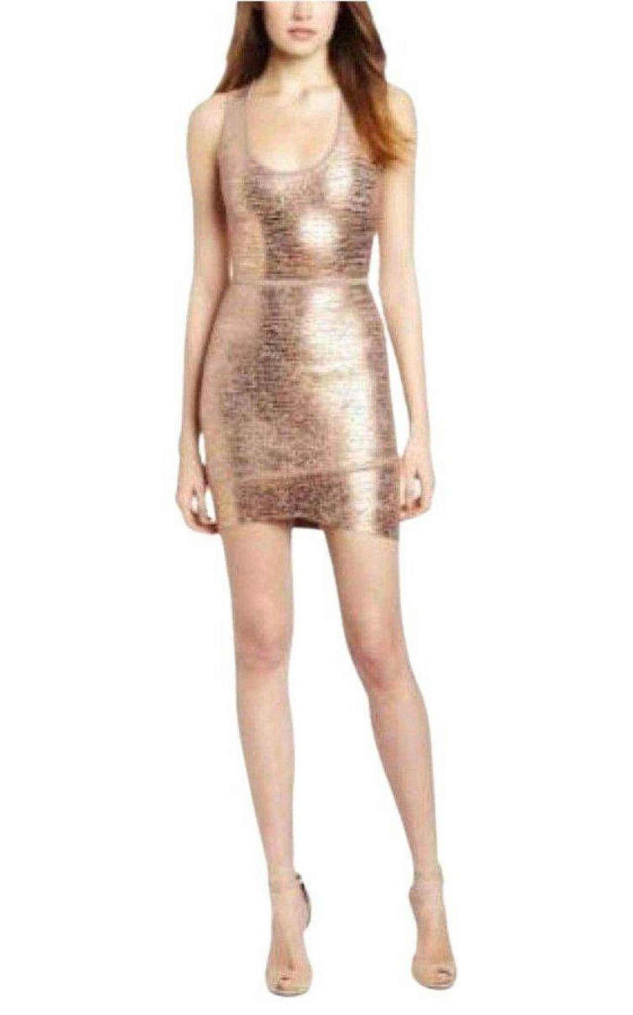 BCBGMAXAZRIA Gisela Criss Cross Foil Print Bodycon Dress - Runway Catalog