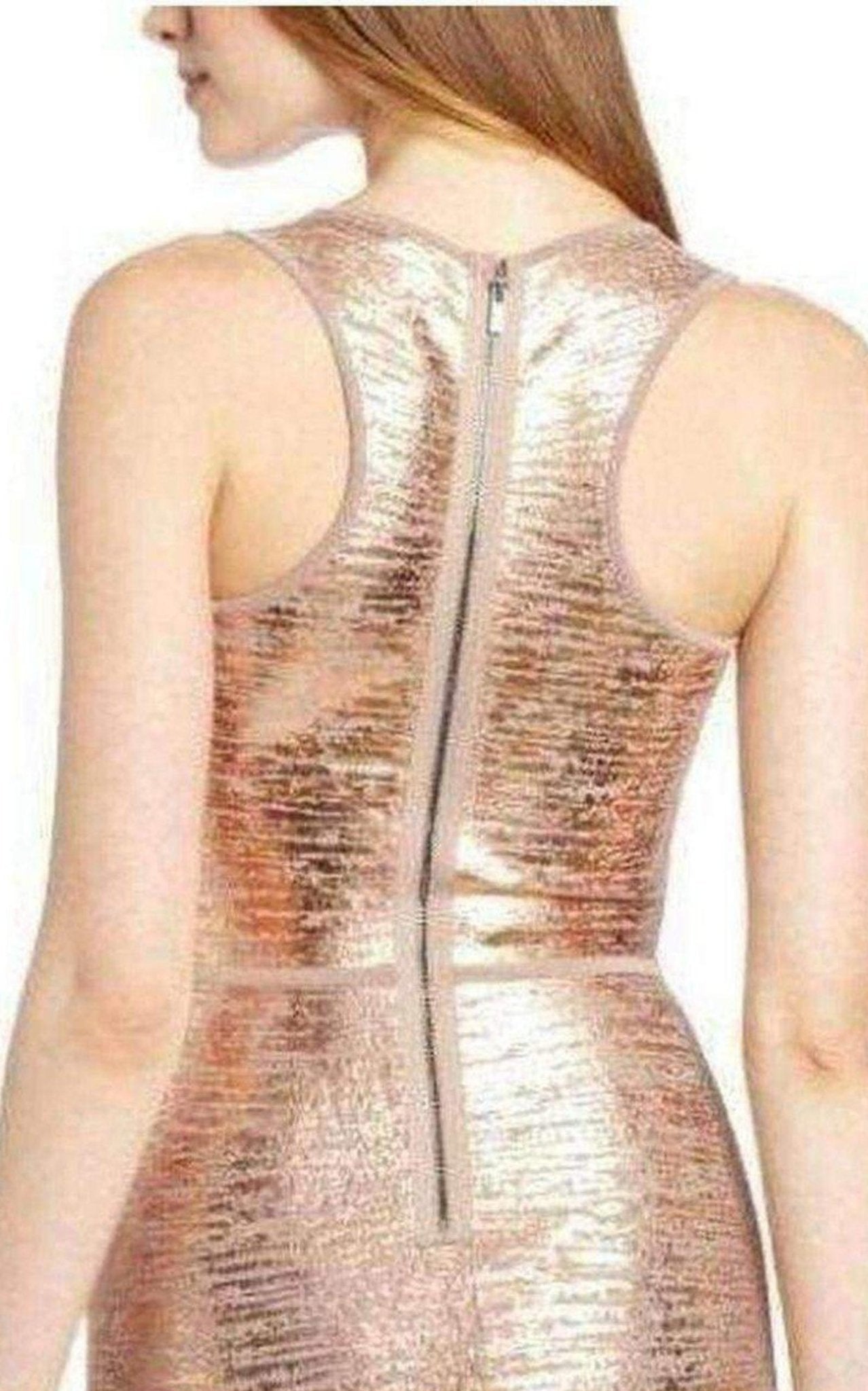 BCBGMAXAZRIA Gisela Criss Cross Foil Print Bodycon Dress - Runway Catalog