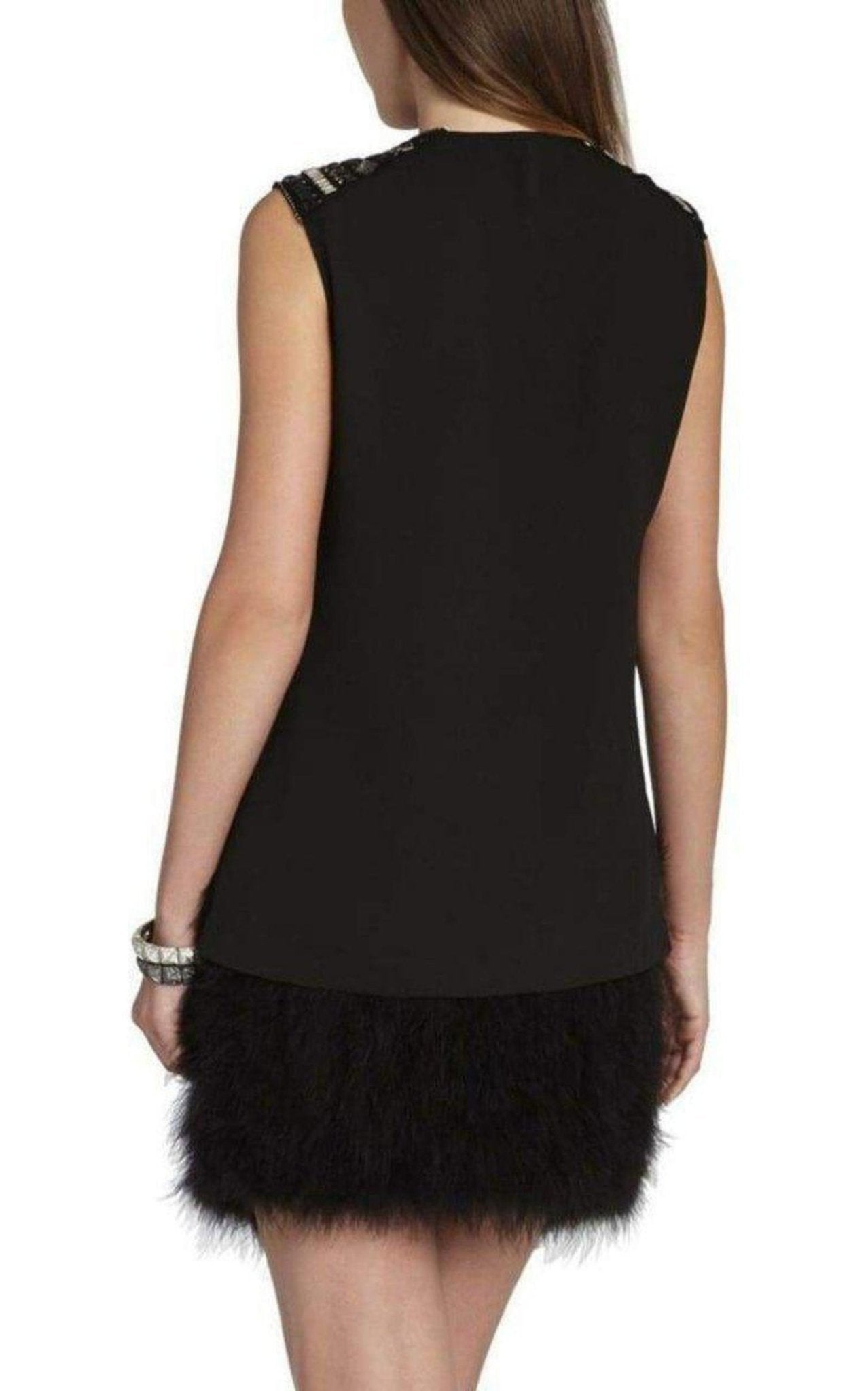 BCBGMAXAZRIA Gisele Front Draped Sleeveless Beaded Blouse - Runway Catalog