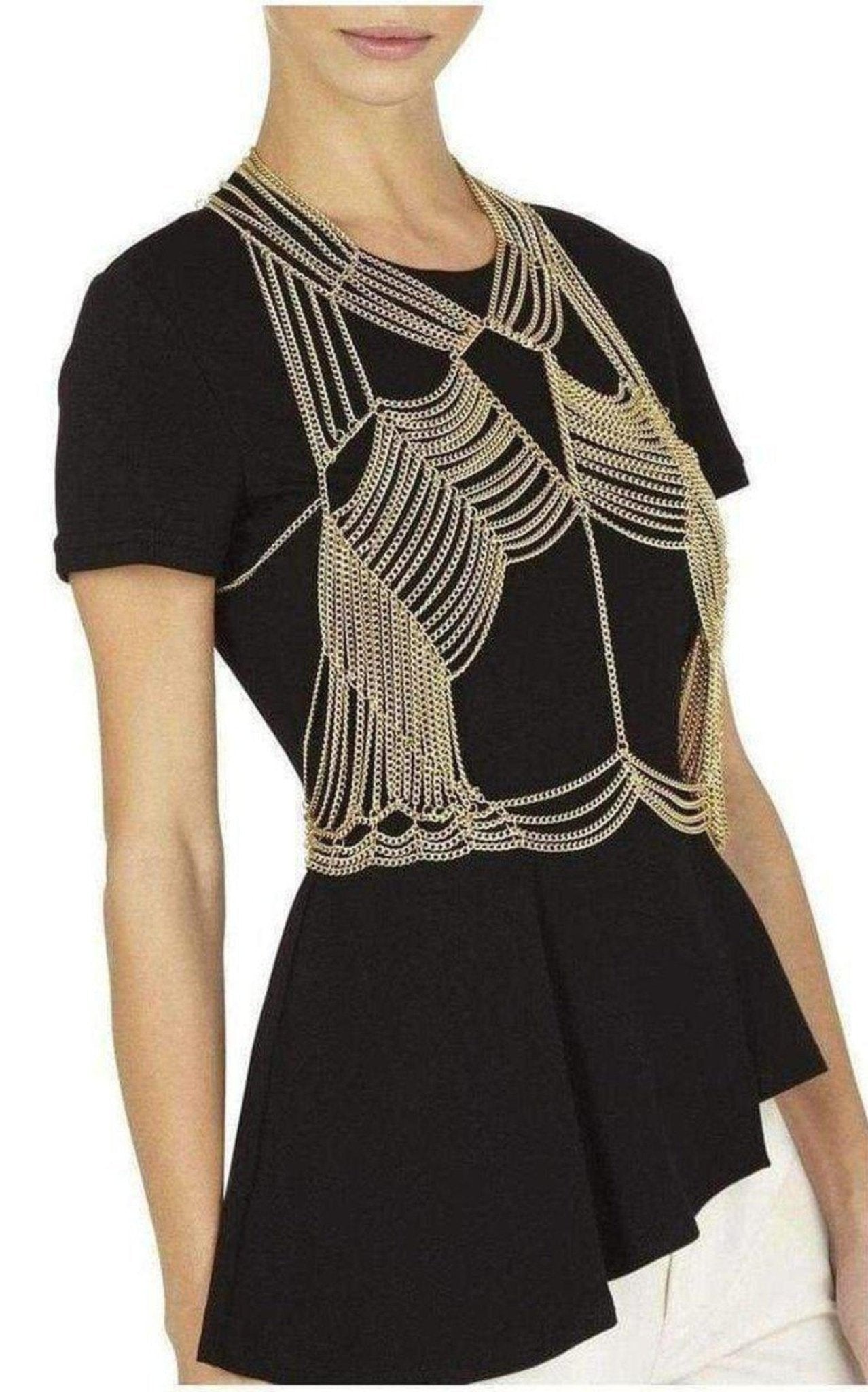 BCBGMAXAZRIA Gold Cutout Body Chain - Runway Catalog
