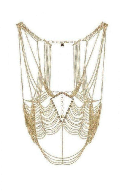 BCBGMAXAZRIA Gold Cutout Body Chain - Runway Catalog