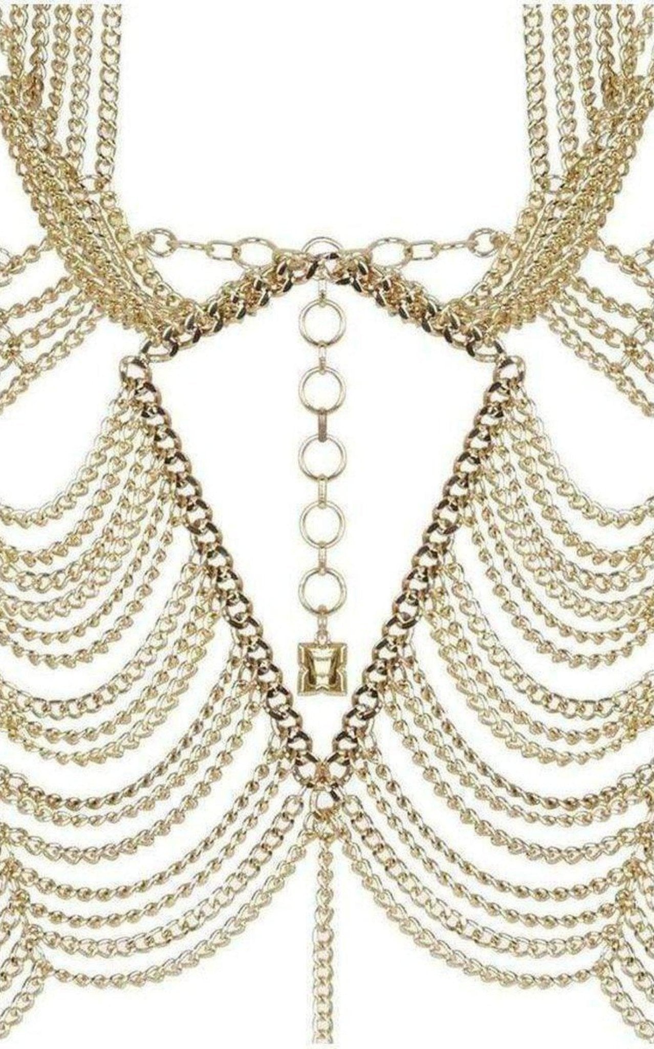 BCBGMAXAZRIA Gold Cutout Body Chain - Runway Catalog