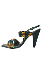 Green Gold Braided Leather Sandals BCBGMAXAZRIA