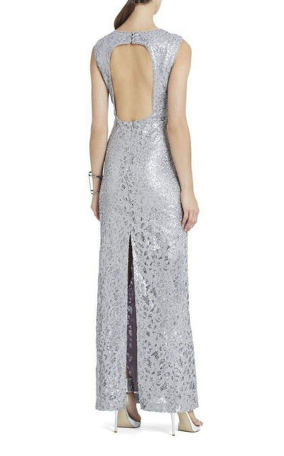 BCBGMAXAZRIA Grey Cain Sequin Appliqué Dress - Runway Catalog