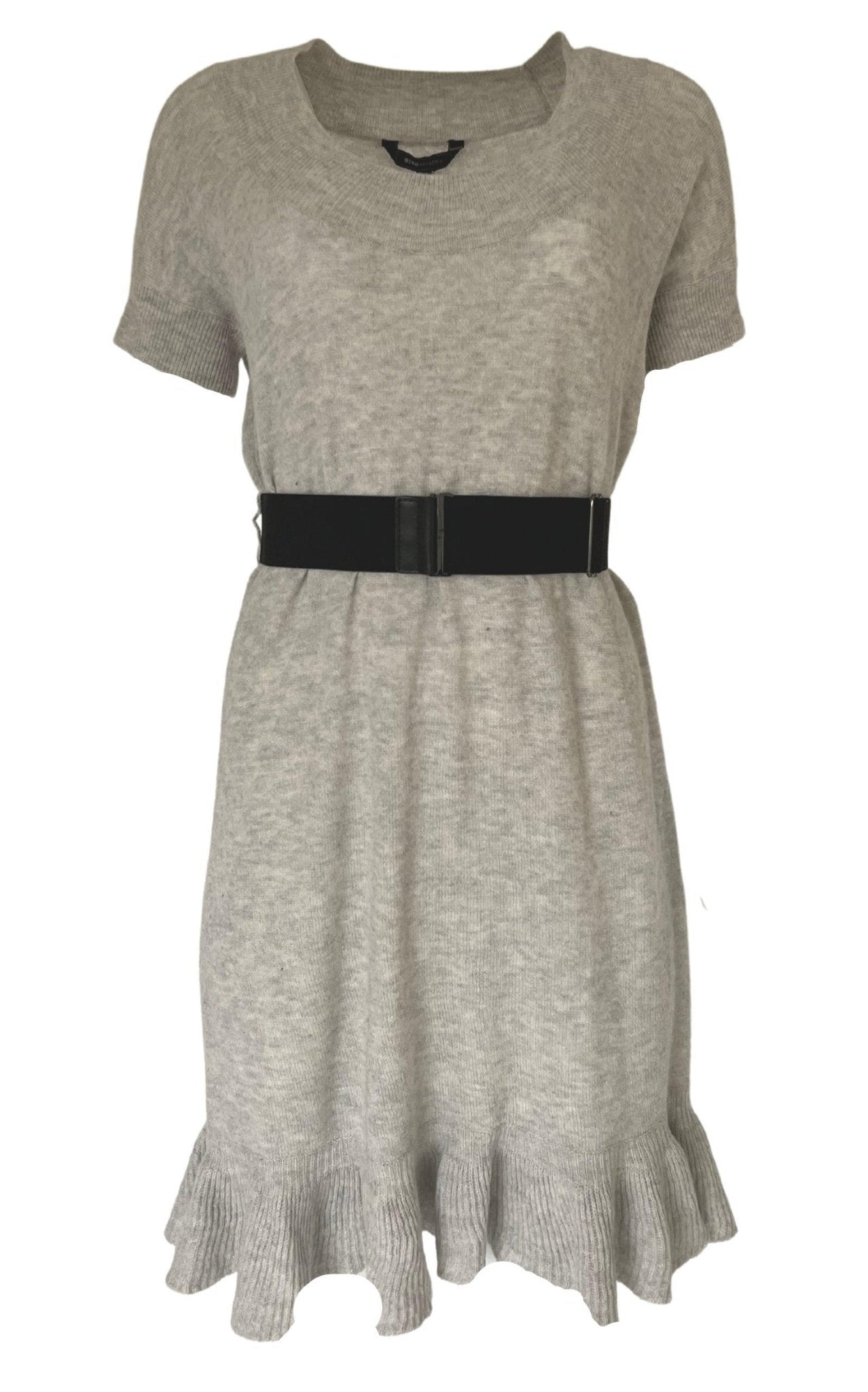 BCBGMAXAZRIA Grey Ruffle Cashmere Blend Dress - Runway Catalog