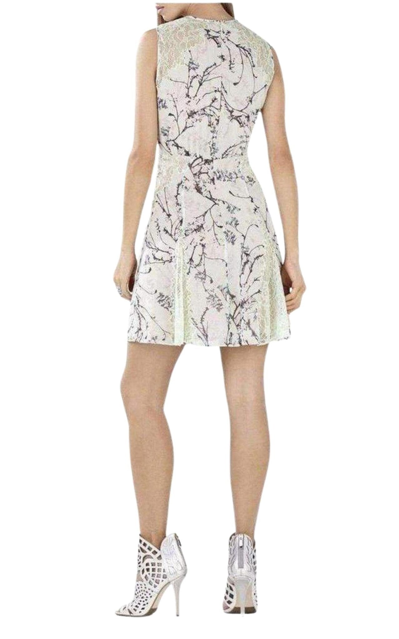 BCBGMAXAZRIA Gwenyth Blocked Sleeveless Flared Skirt Dress - Runway Catalog