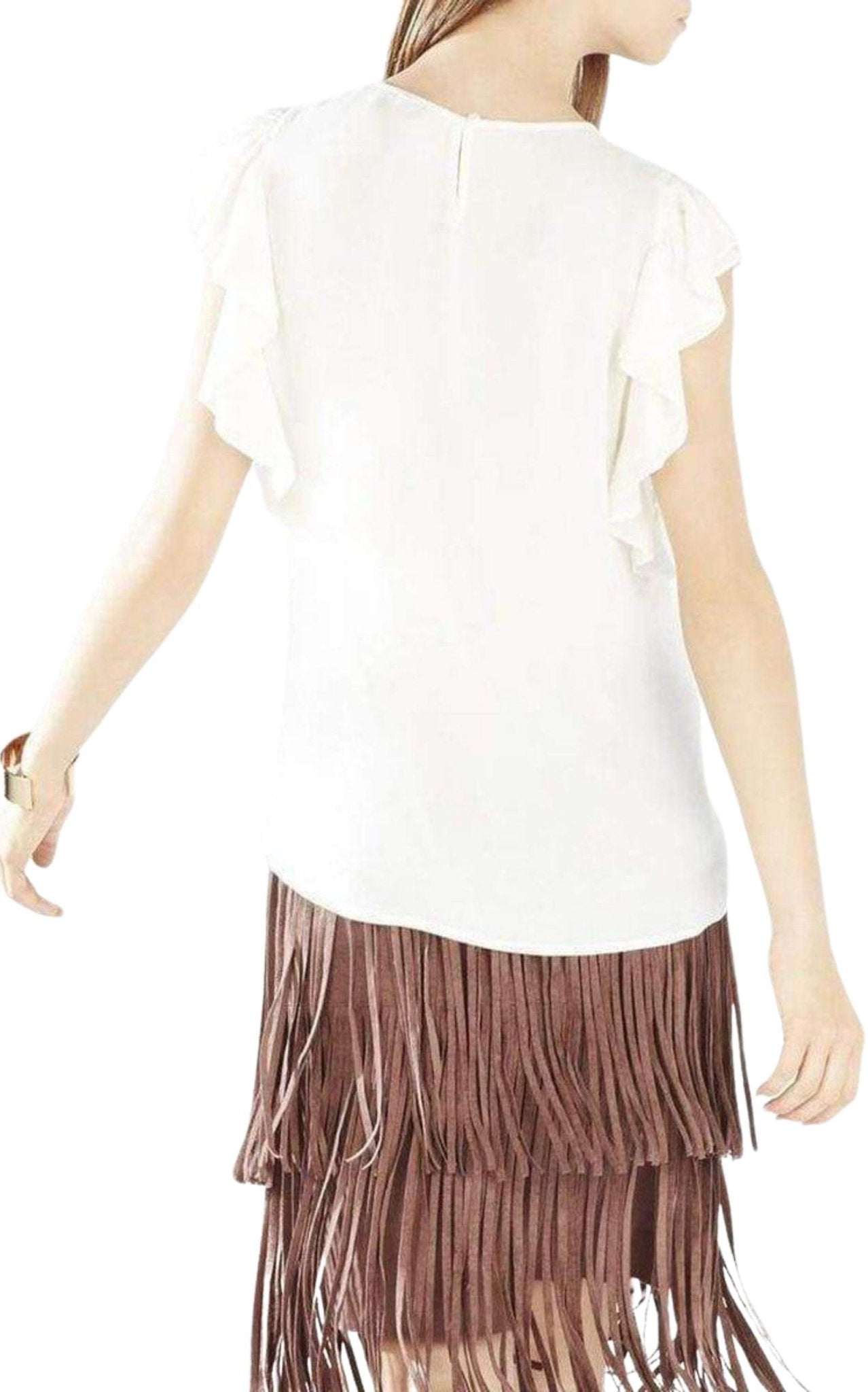 BCBGMAXAZRIA Haidee Flutter - Sleeve Cutout Embroidered Top - Runway Catalog