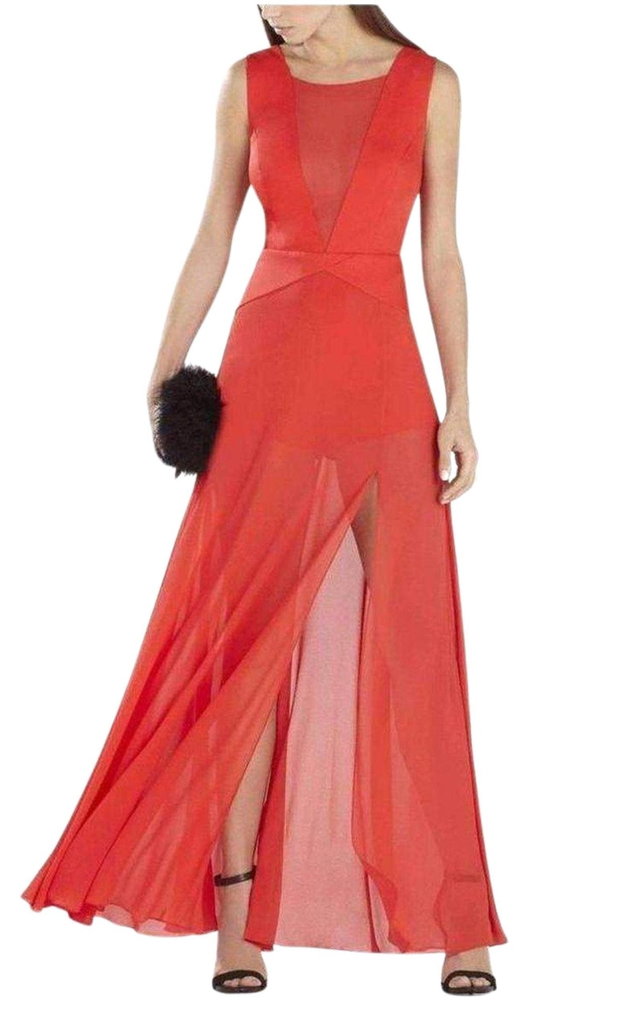 BCBGMAXAZRIA Halee Deep V - Neck Chiffon Skirt Romper - Runway Catalog