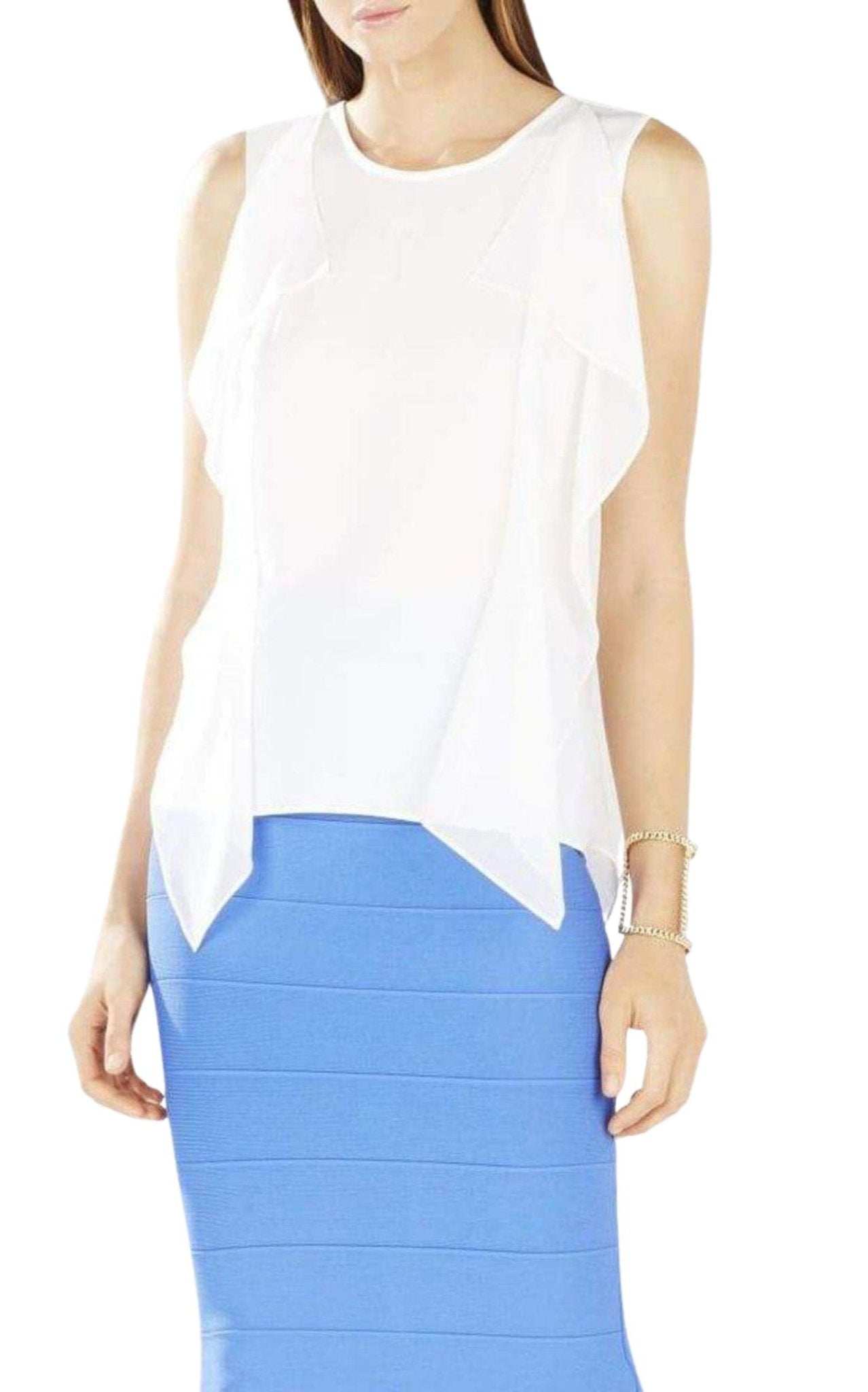 BCBGMAXAZRIA Ivorie Sleeveless Ruffle Top - Runway Catalog