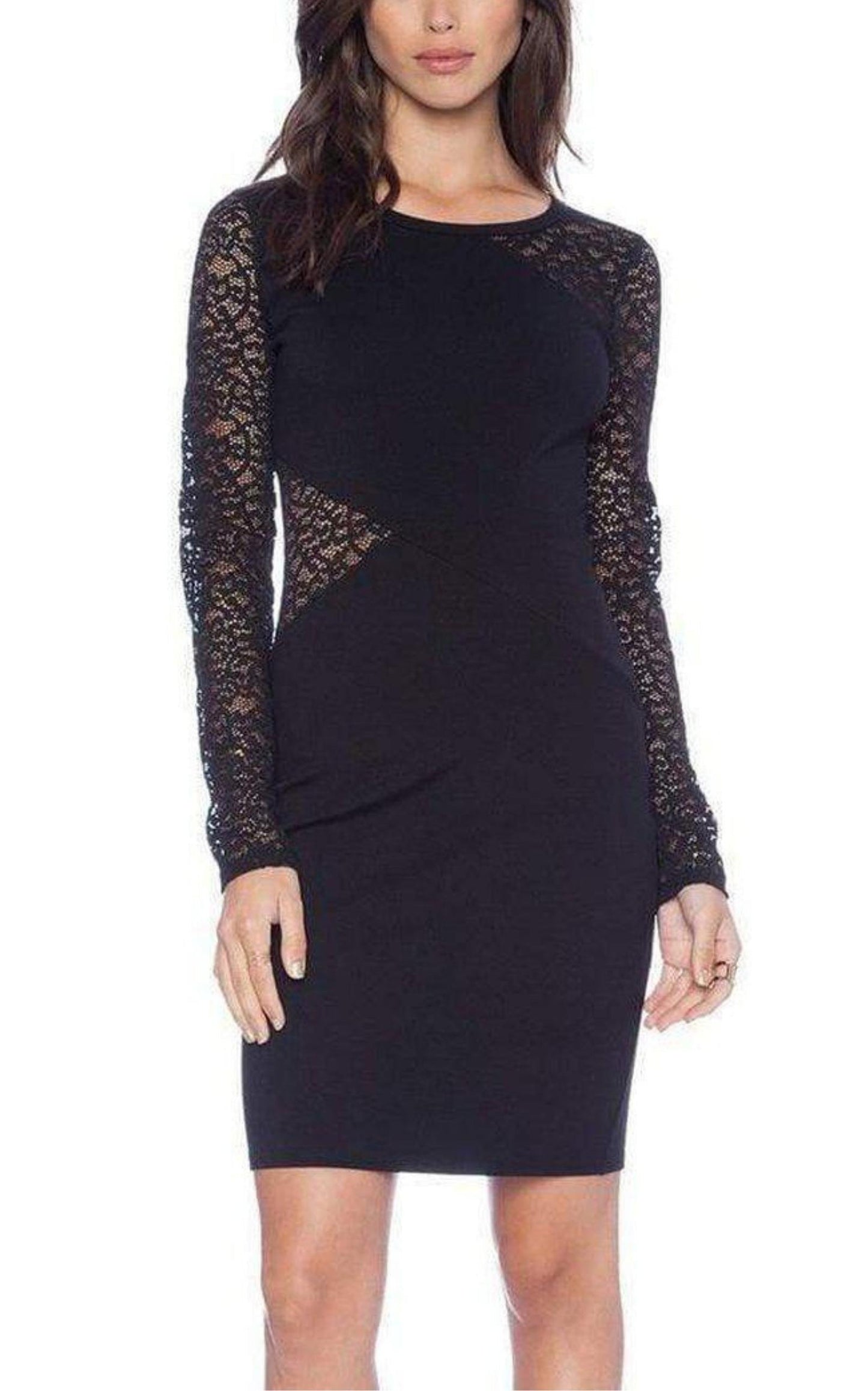 Jorden Lace-Contrast Body-Con Dress BCBGMAXAZRIA