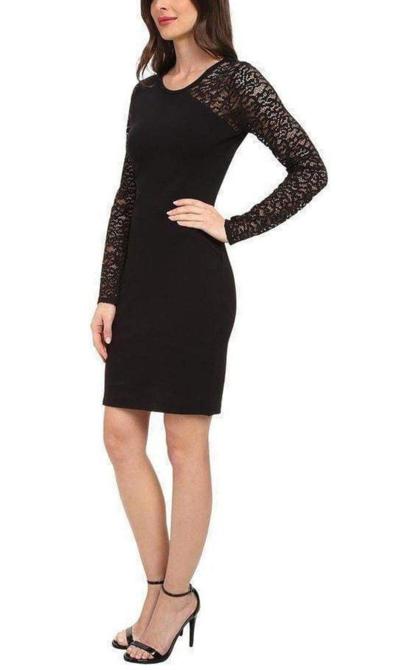 Jorden Lace-Contrast Body-Con Dress BCBGMAXAZRIA