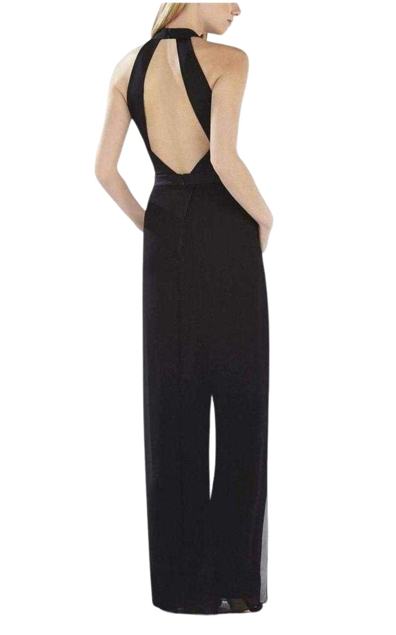 BCBGMAXAZRIA Josselyn Black Halter Top Jumpsuit - Runway Catalog