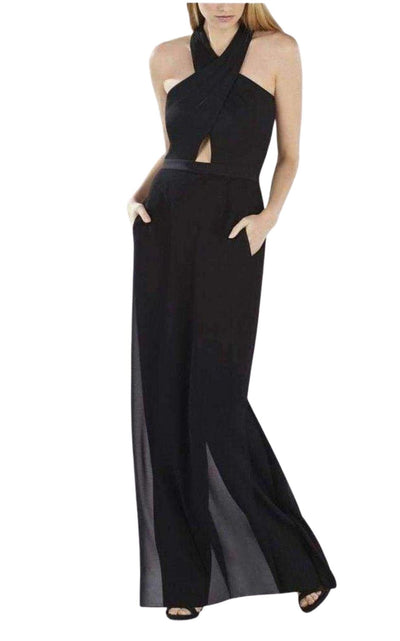 BCBGMAXAZRIA Josselyn Black Halter Top Jumpsuit - Runway Catalog