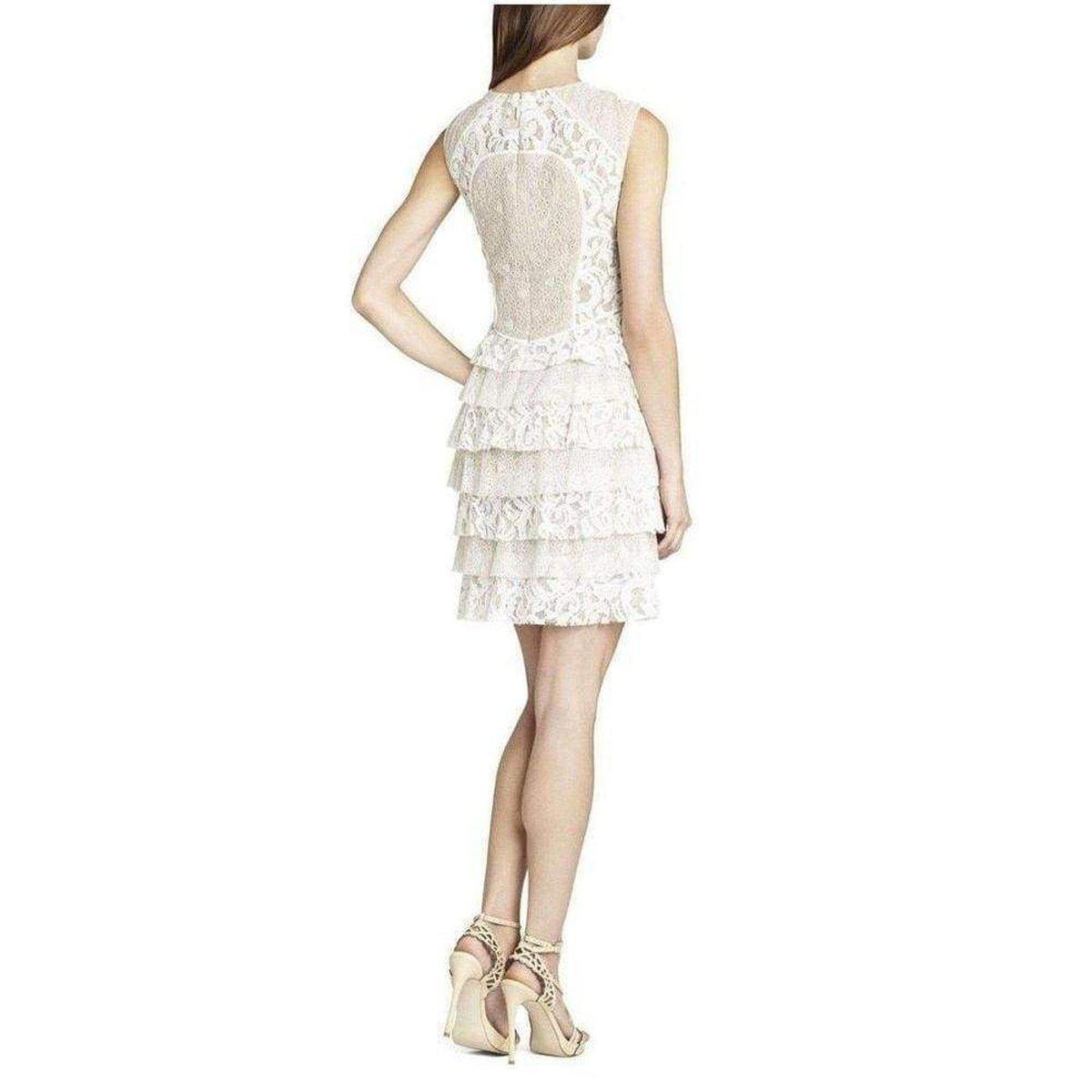 Lace Bcbg White Ruffle Dress BCBGMAXAZRIA Kayla Lace Blocked