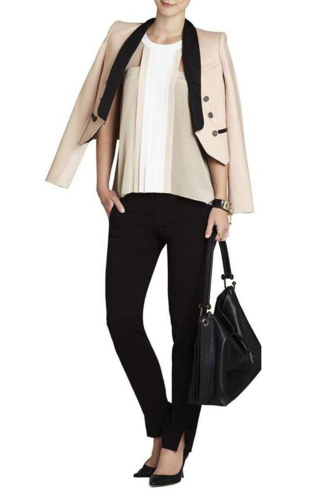 BCBGMAXAZRIA Kayli Silk Color - Blocked Cutout Top - Runway Catalog