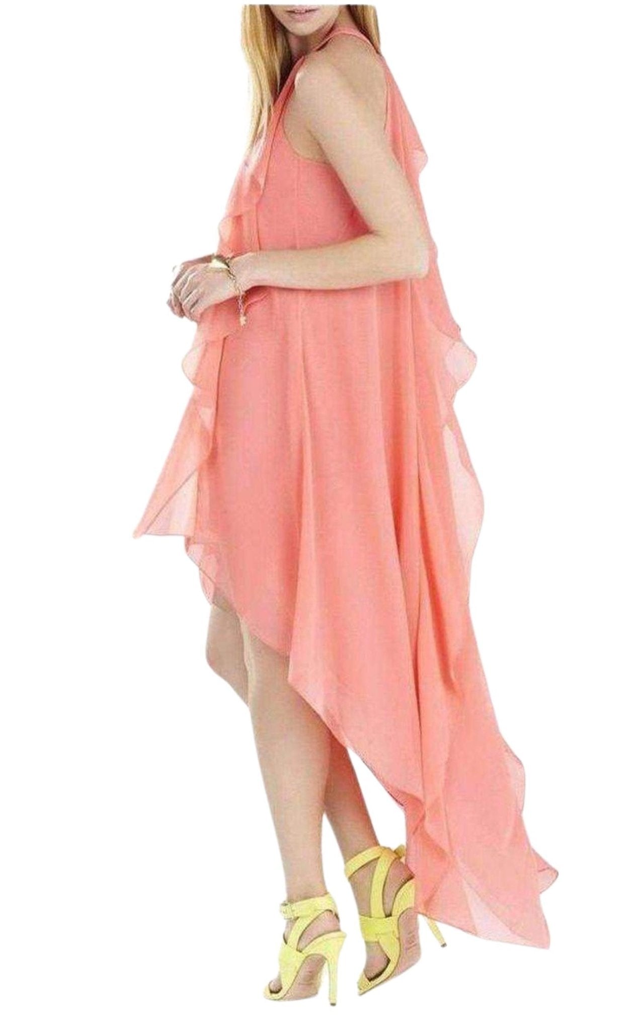 BCBGMAXAZRIA Kelsia Cascade Ruffle Halter Dress IQI66D43 - 6R3 - Runway Catalog