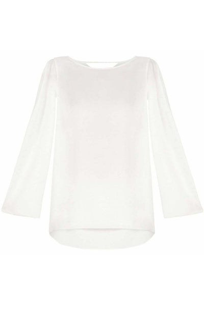 Kyleigh Fringe-Back Slit Sleeve Top BCBGMAXAZRIA