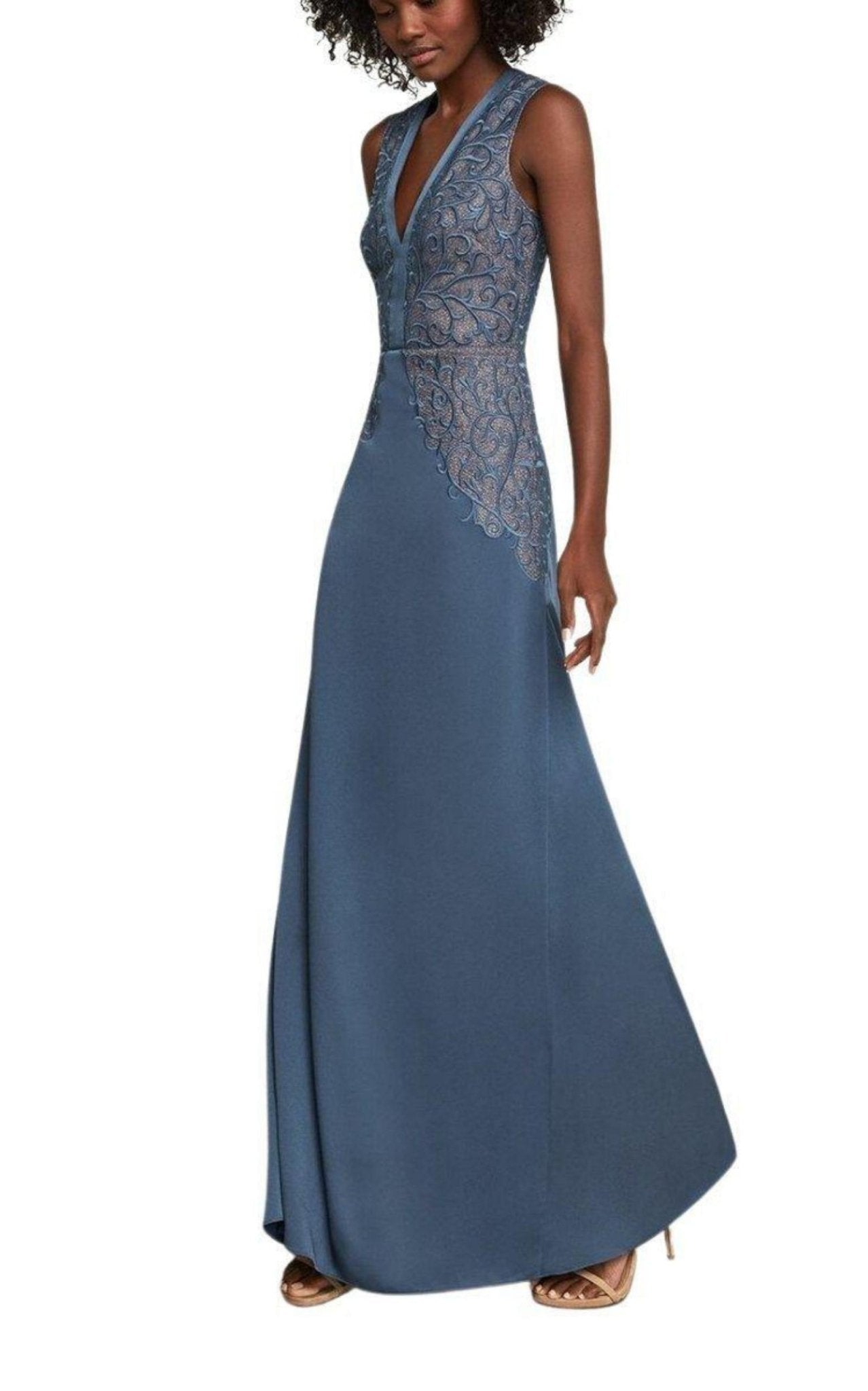 BCBGMAXAZRIA Lace Embroidered Satin Gown - Runway Catalog