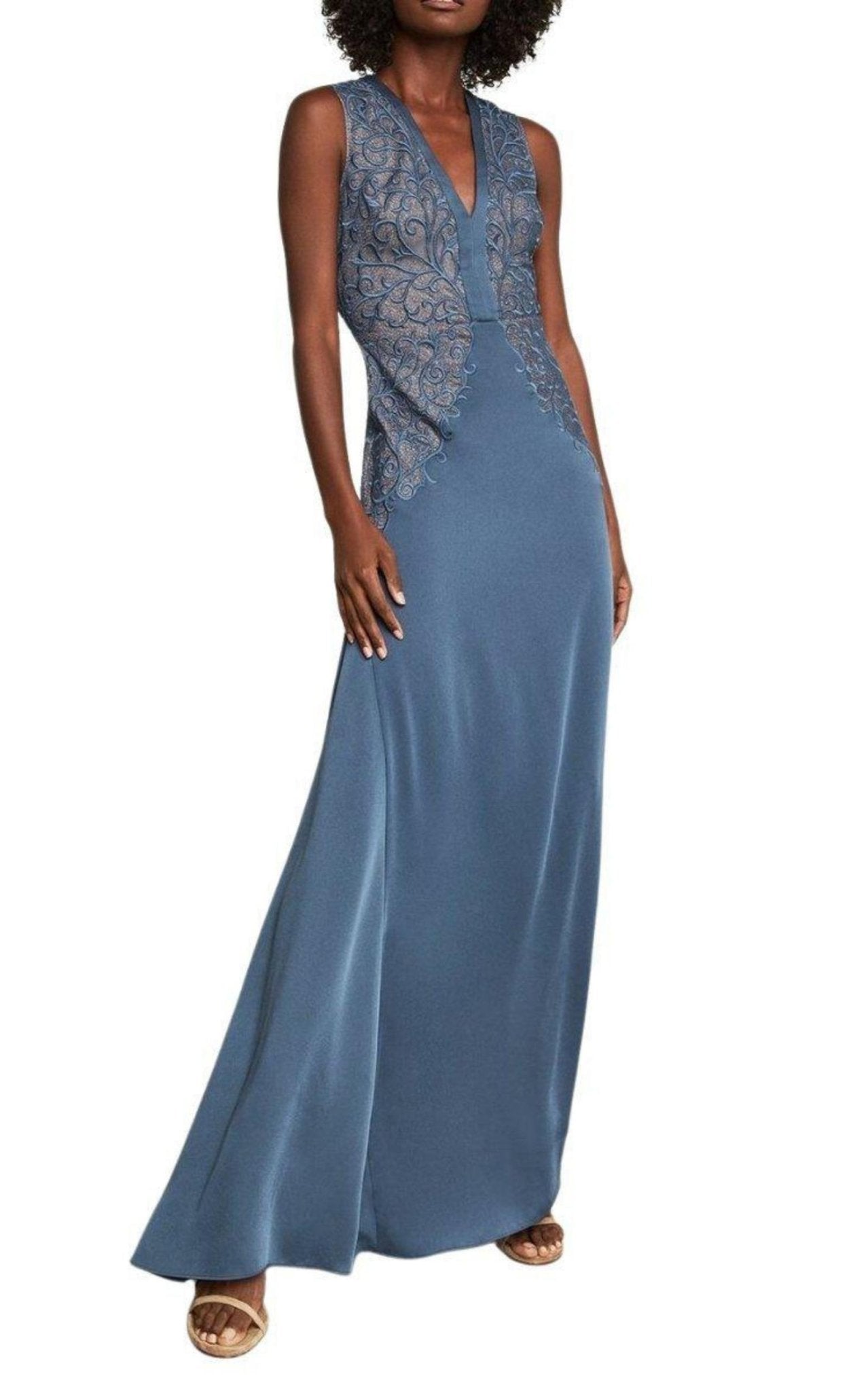 BCBGMAXAZRIA Lace Embroidered Satin Gown - Runway Catalog
