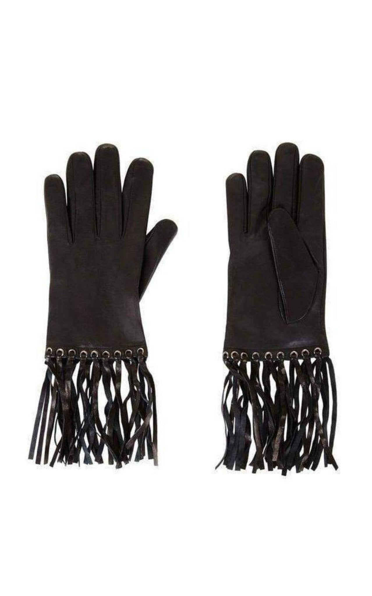 BCBGMAXAZRIA Leather Fringe Gloves - Runway Catalog