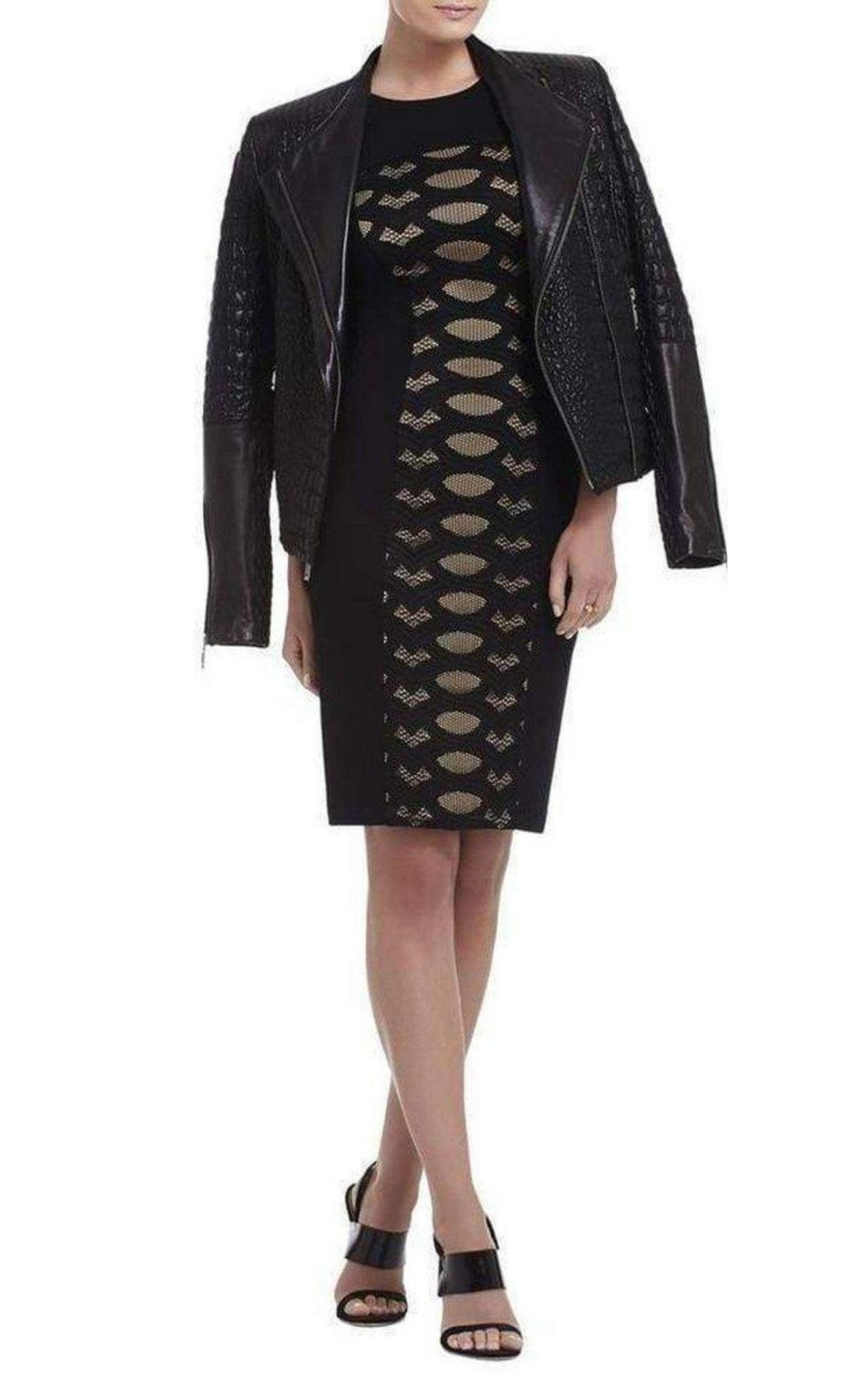 BCBGMAXAZRIA Leona Lace Dress with Contrast Ponte Dress - Runway Catalog