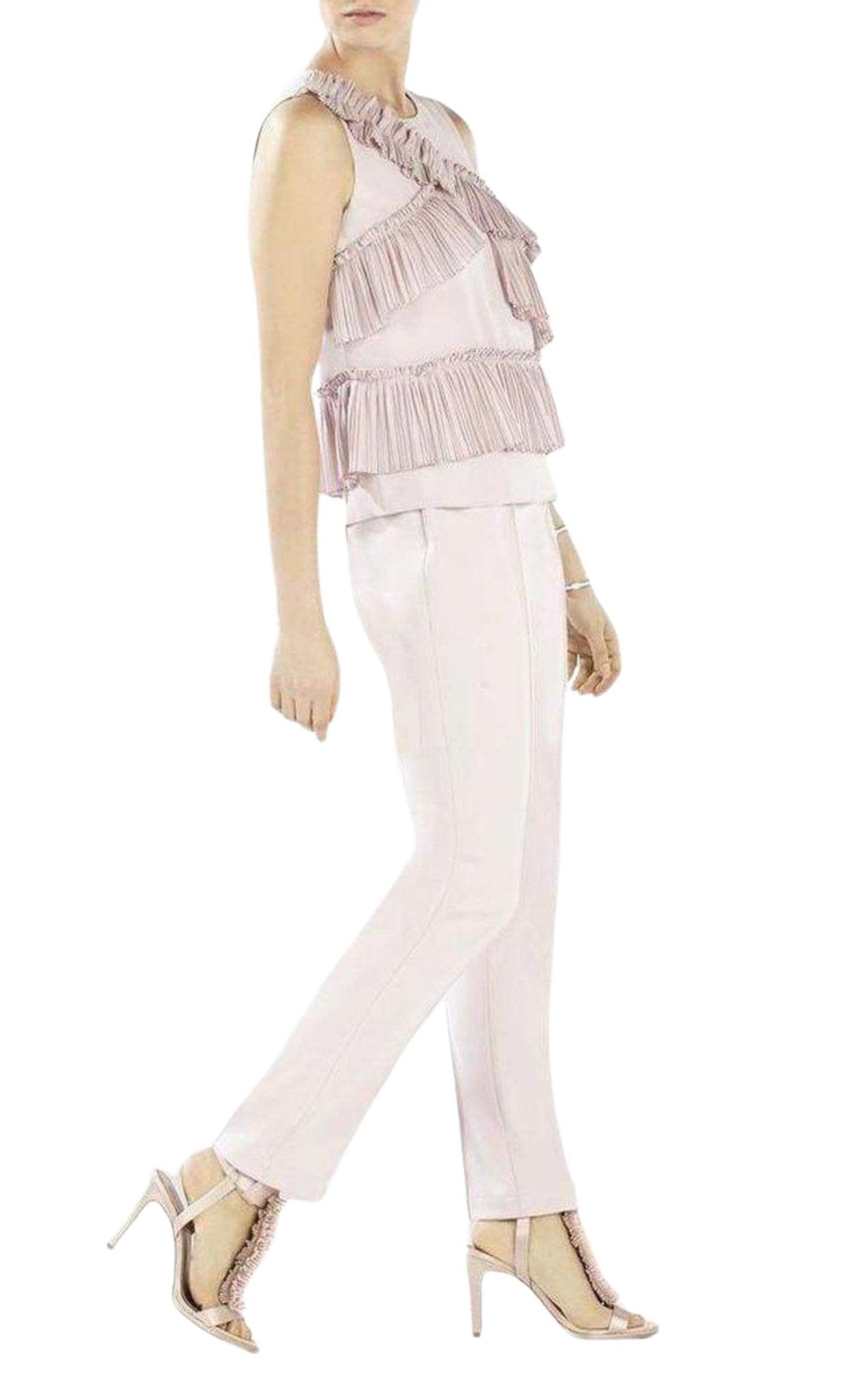 BCBGMAXAZRIA Lorain Pleated Ruffle Applique Top - Runway Catalog
