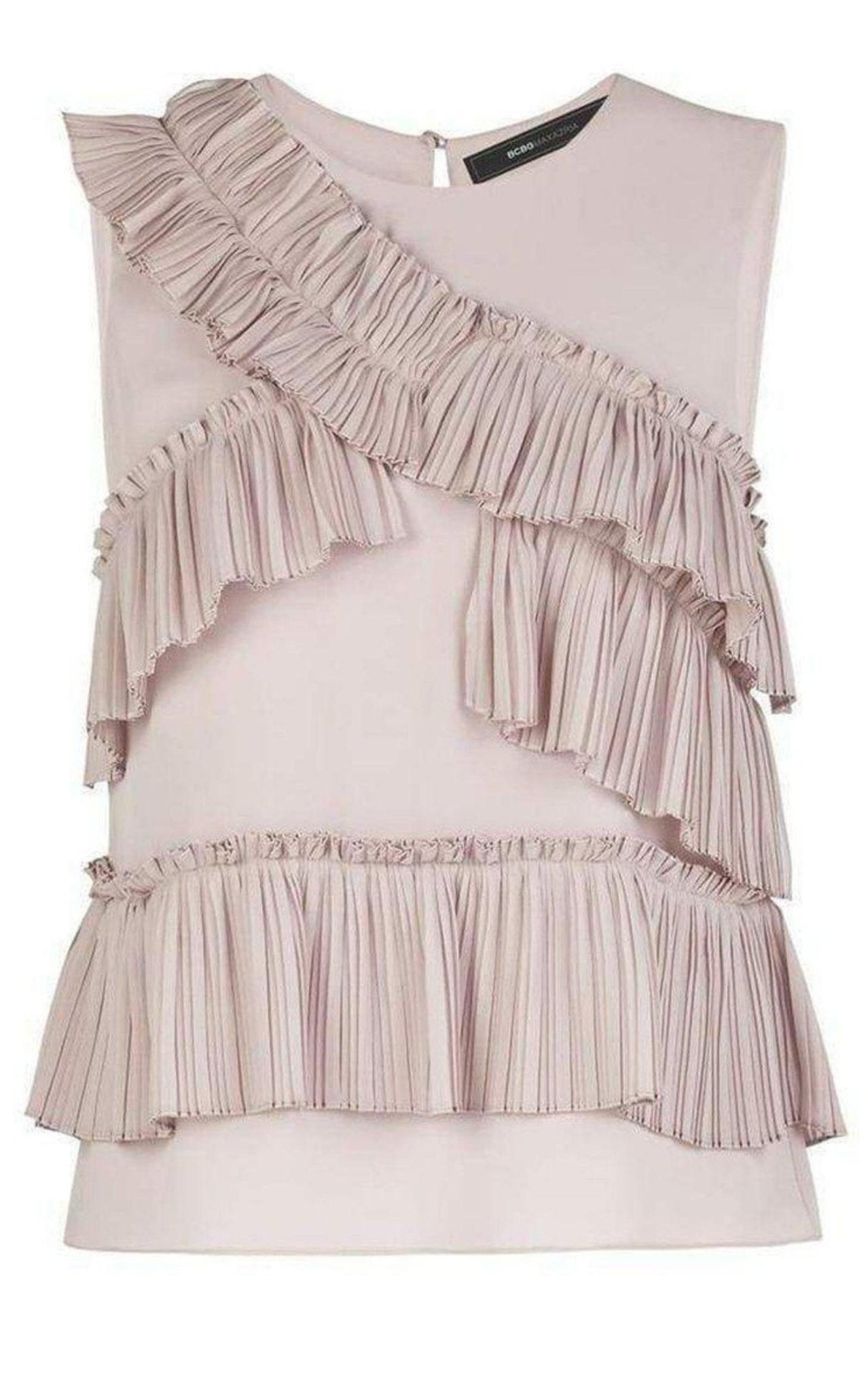 BCBGMAXAZRIA Lorain Pleated Ruffle Applique Top - Runway Catalog